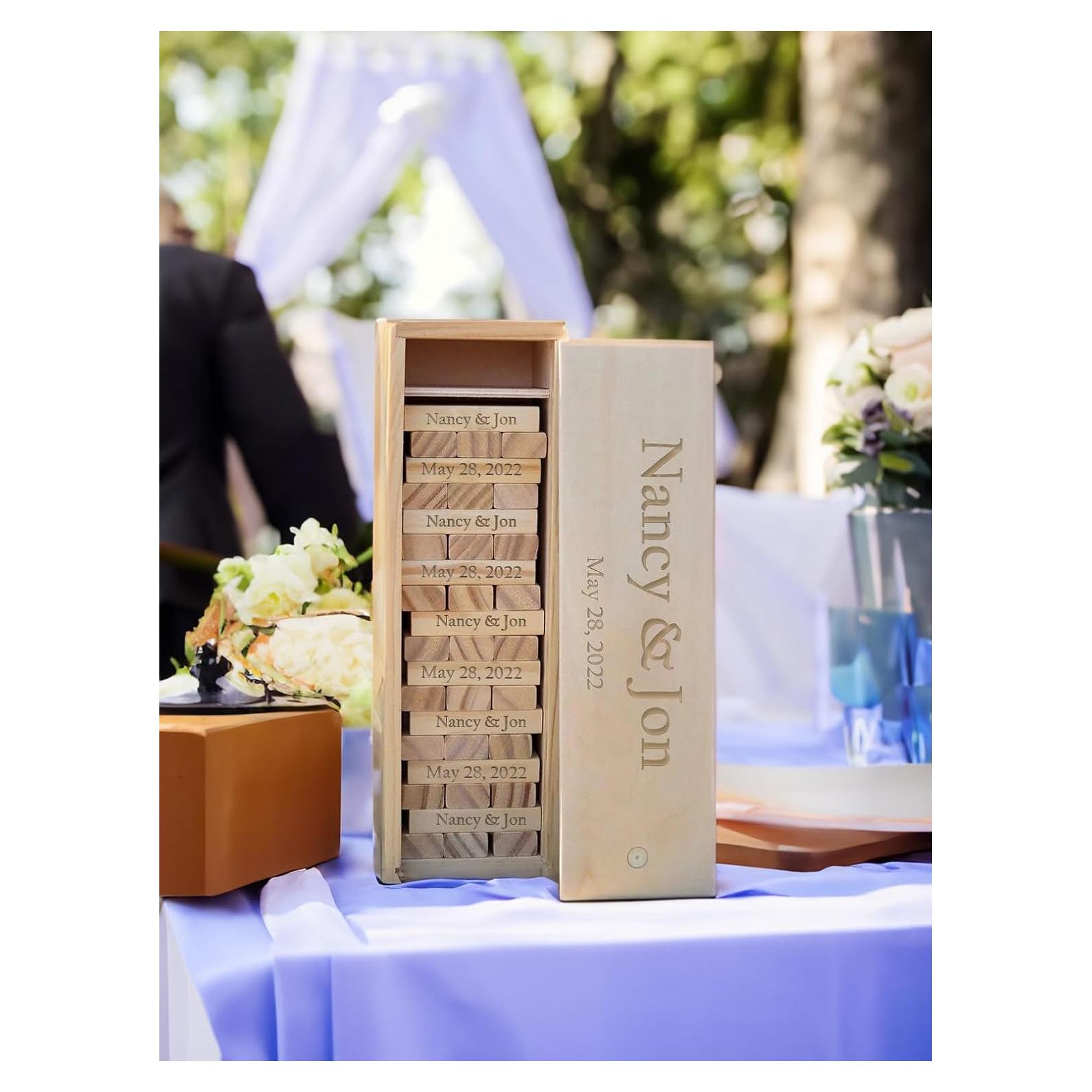 Libro de Invitados de Boda Personalizado WE Games 54 Bloques Madera