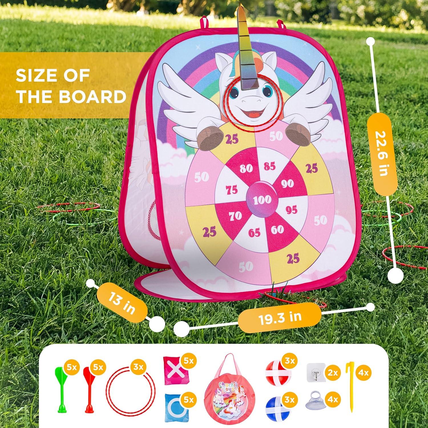 Juego 5en1 Chuchik Unicornio - Lanzamiento de Anillos y Dardos