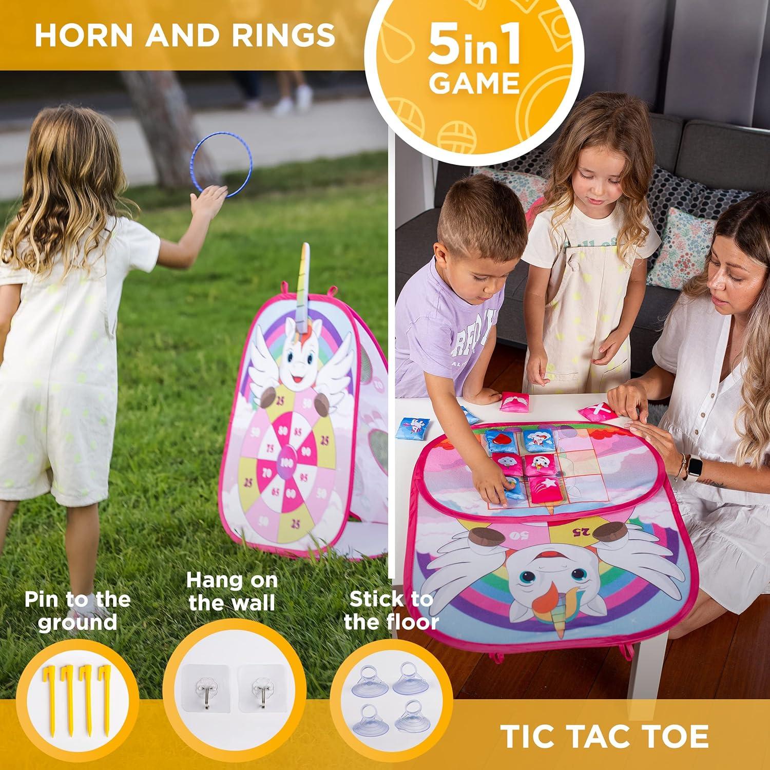 Juego 5en1 Chuchik Unicornio - Lanzamiento de Anillos y Dardos