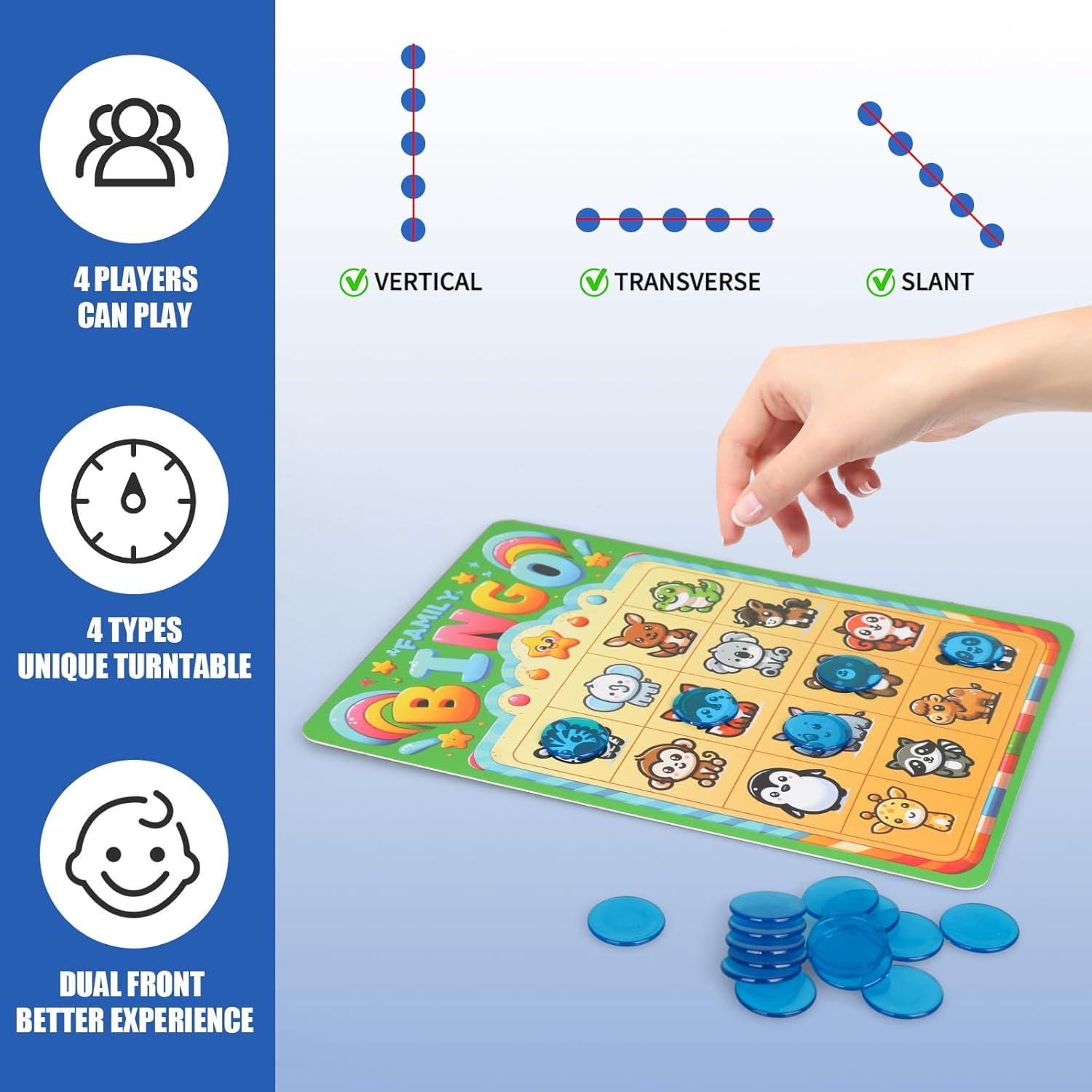 Juego de Bingo Familiar Travofun 4 en 1 para Niños 3+