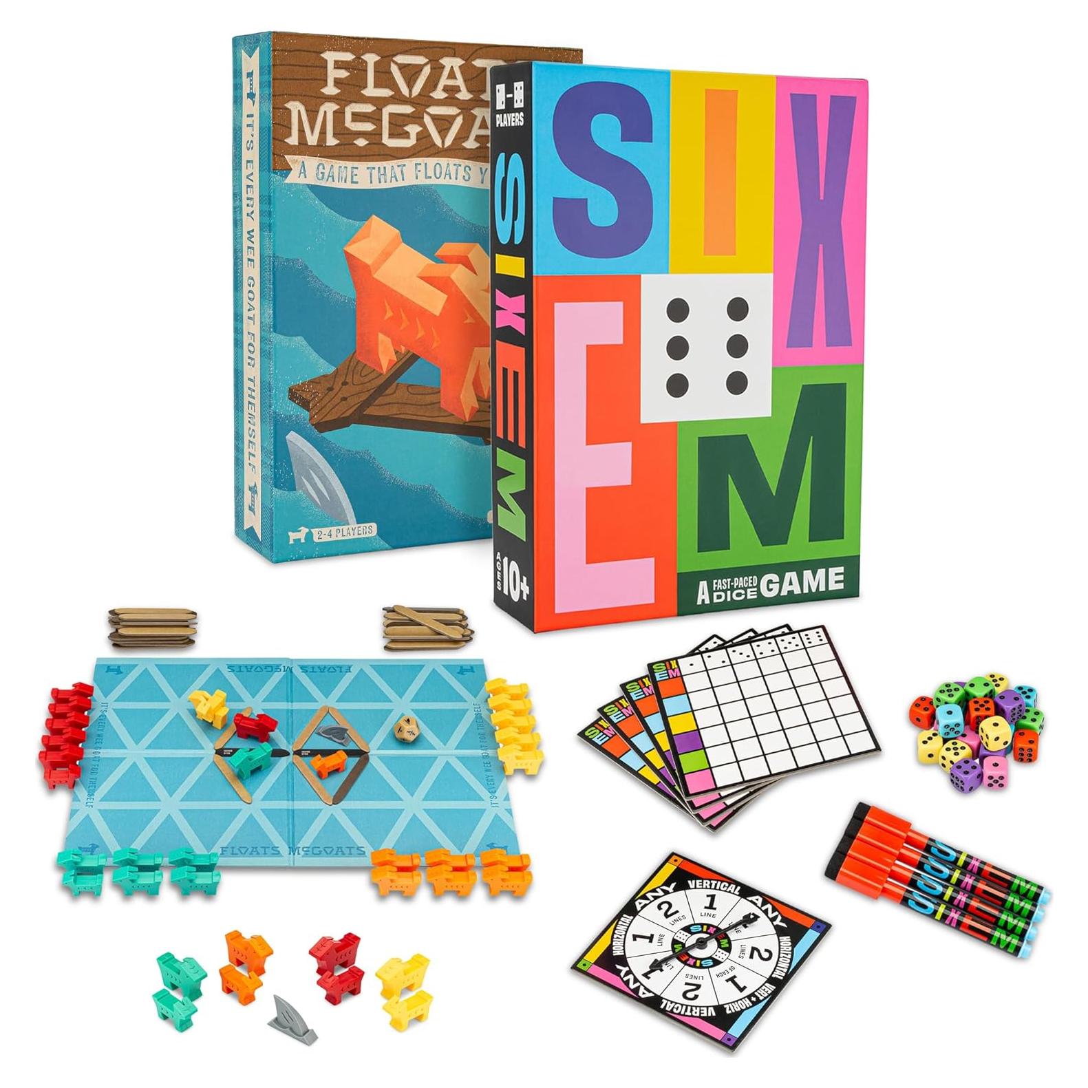 Juego de Dados SIXEM y Juego de Mesa Floats McGoats