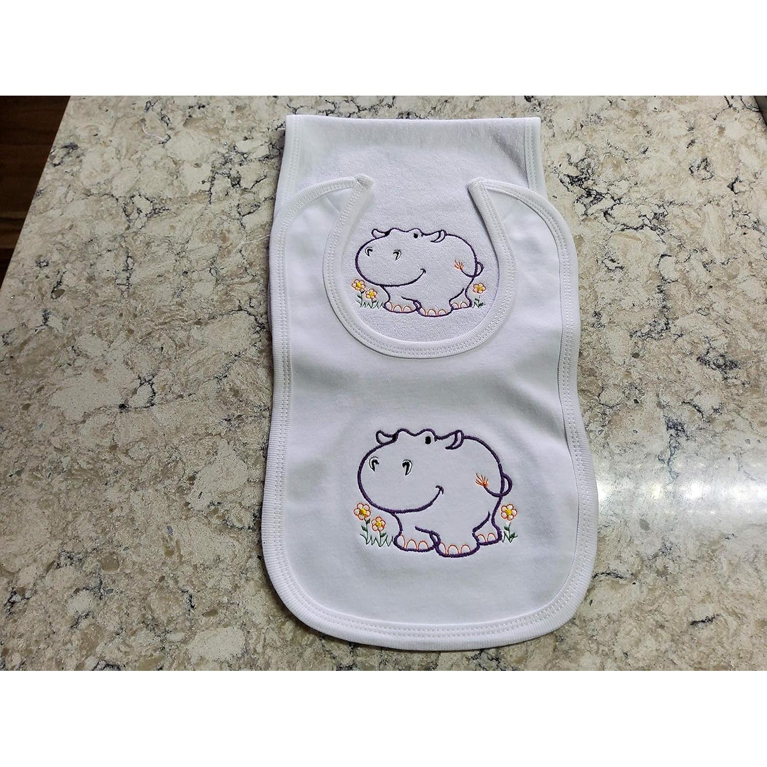 Set Babero y Paño de Eructo Happy Hippo 100% Algodón