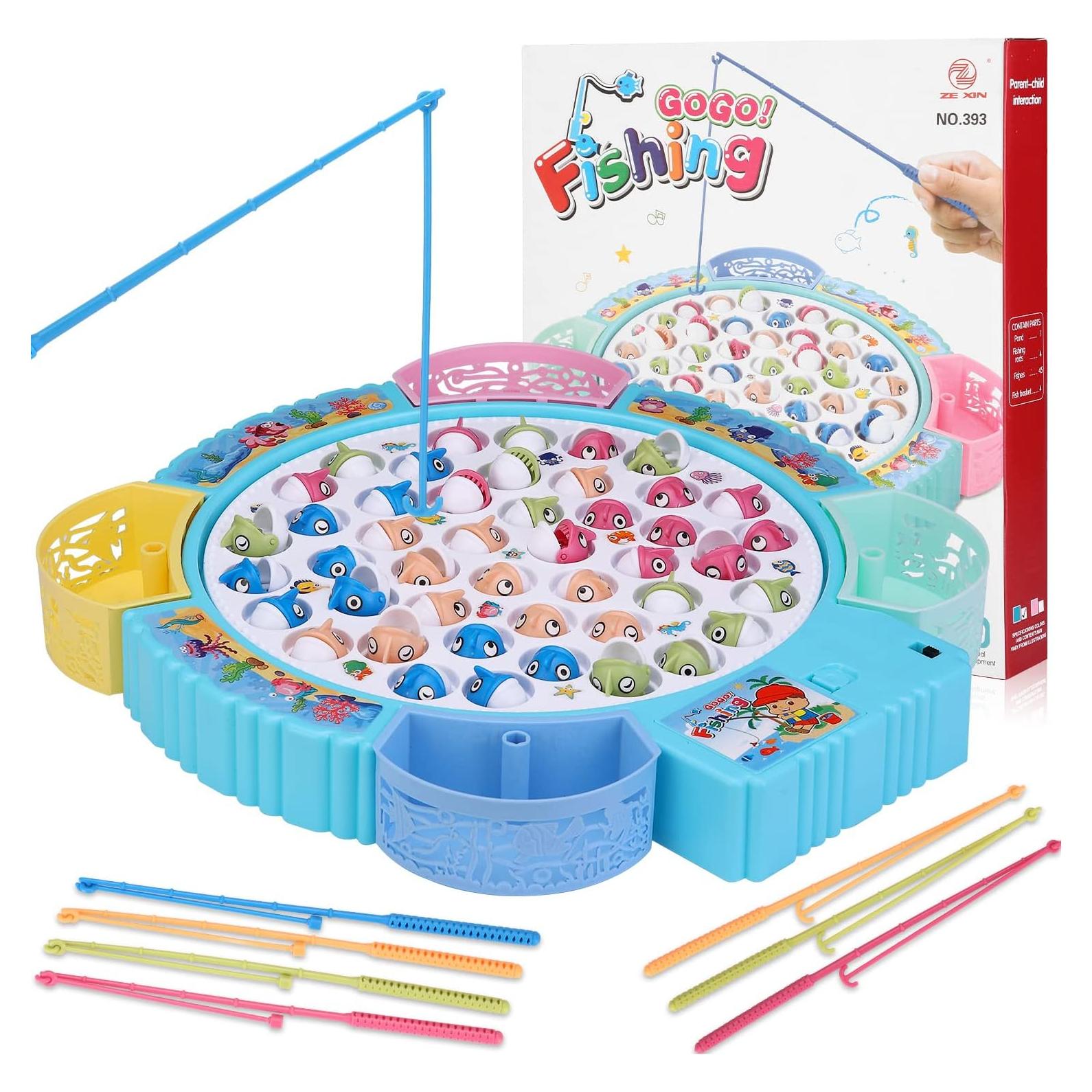 Juego de Pesca Magnético Pakoo con Música y 45 Peces