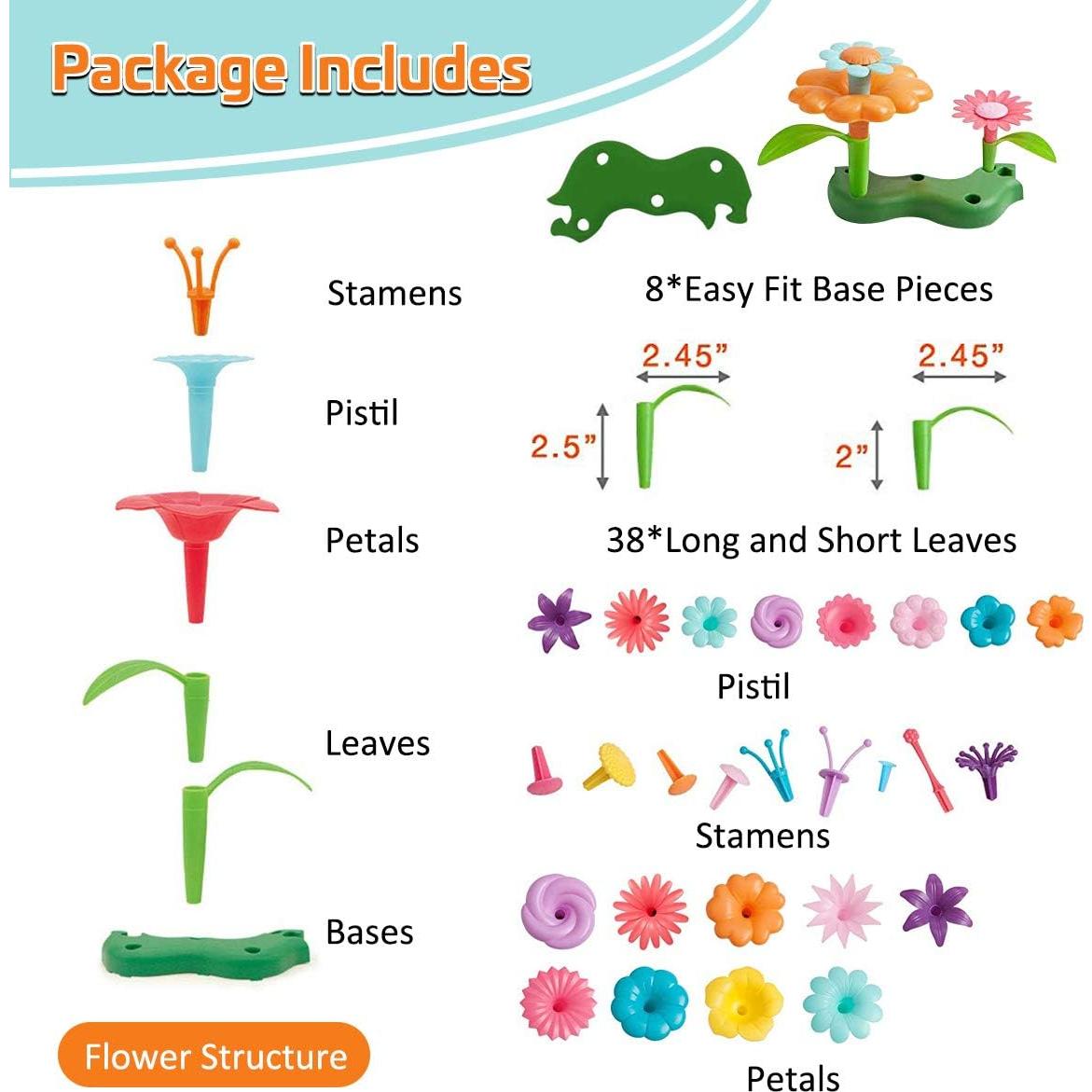 Juego de Construcción de Flores Byserten 98 Piezas para Niñas 3-6 Años