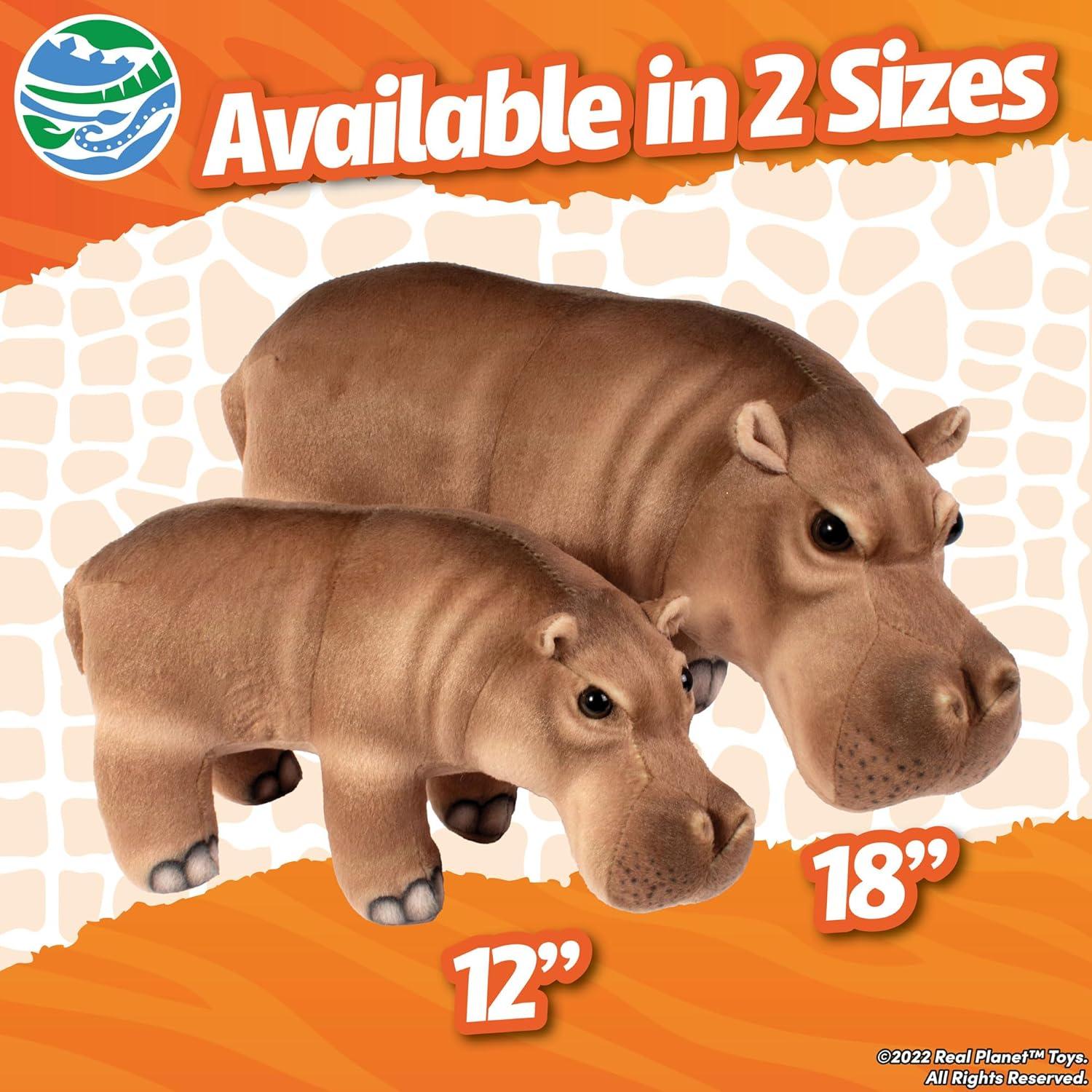Hipopótamo de Peluche Real Planet 45 cm Suave y Realista
