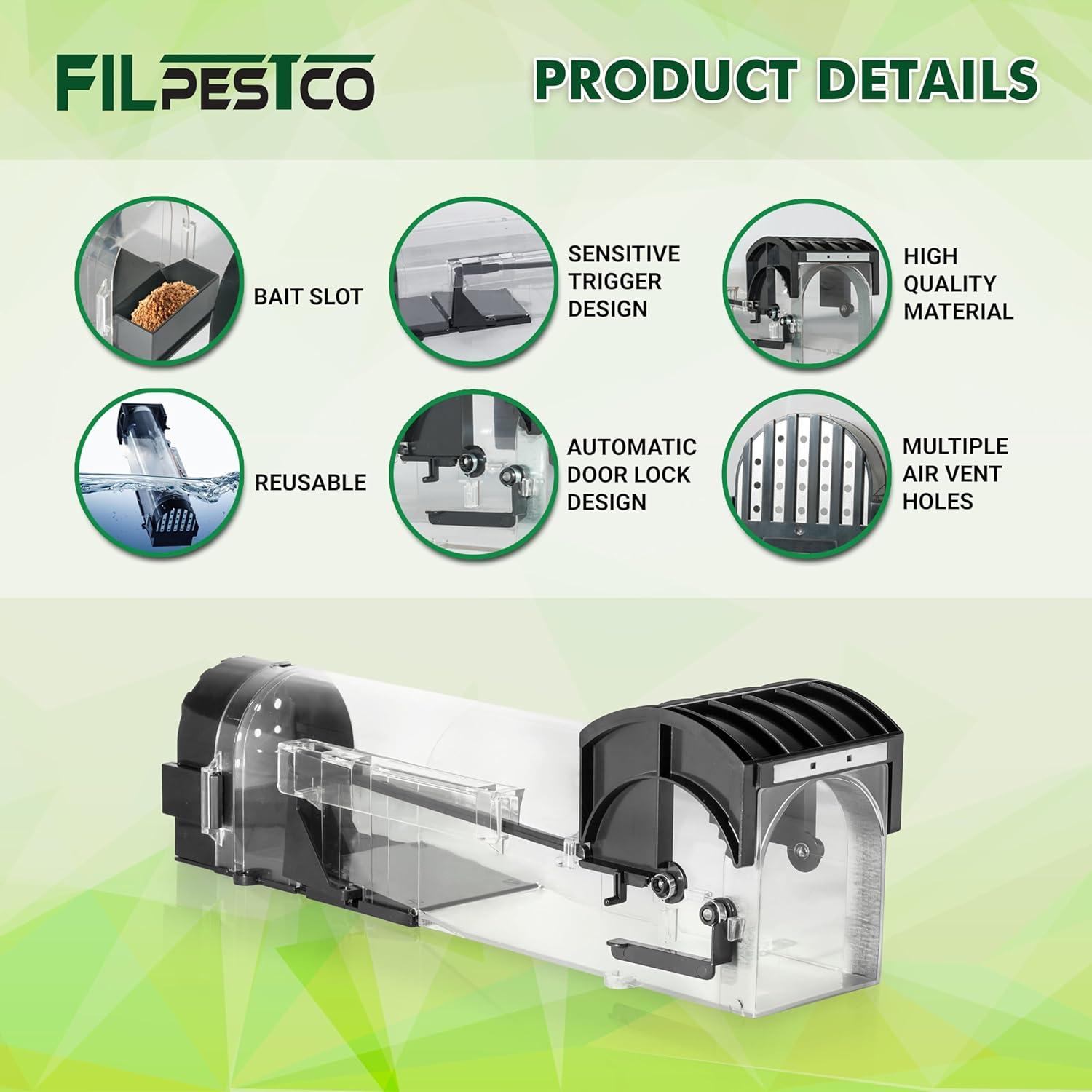 Juego de 4 trampas humanas Filpestco para ratones y ratas