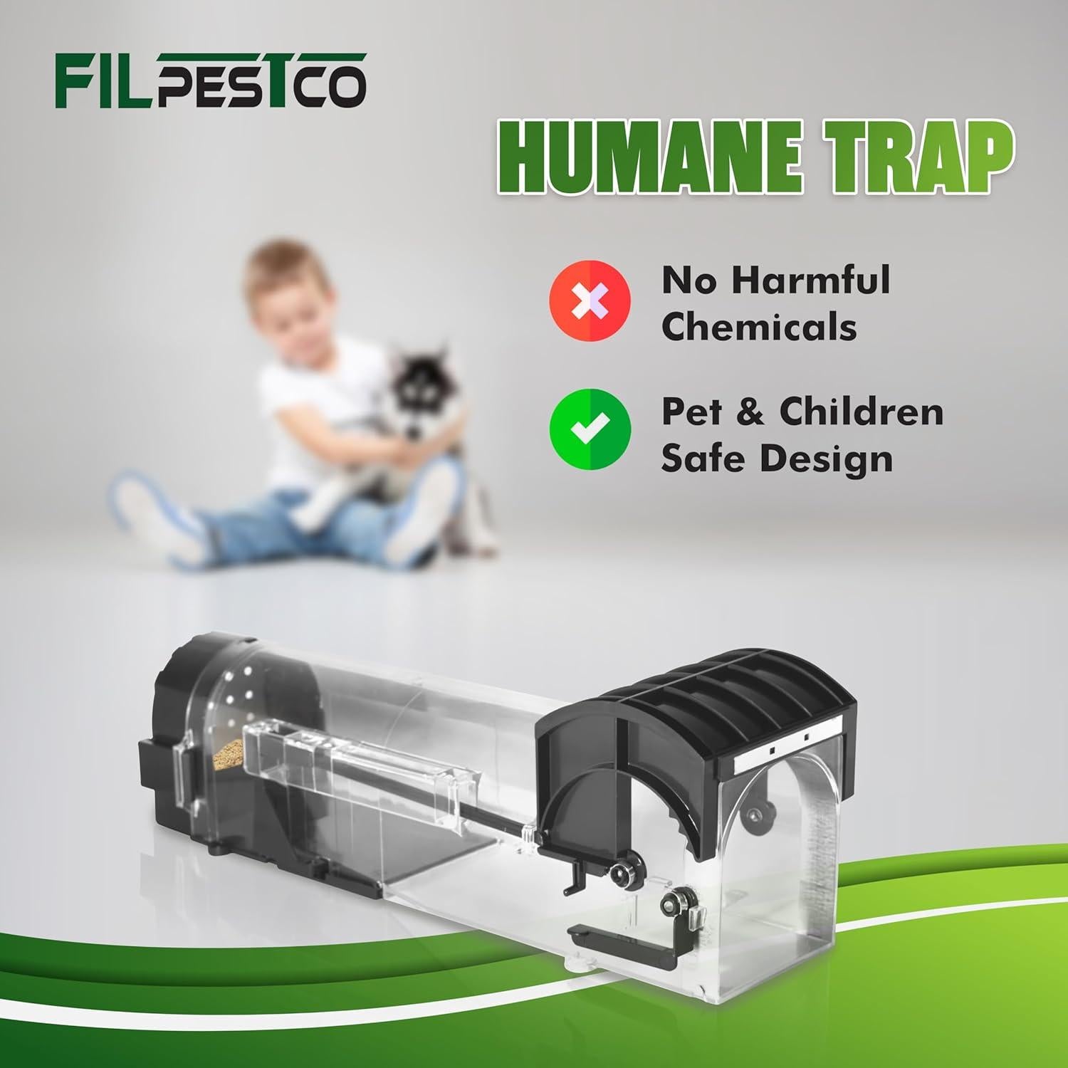Juego de 4 trampas humanas Filpestco para ratones y ratas