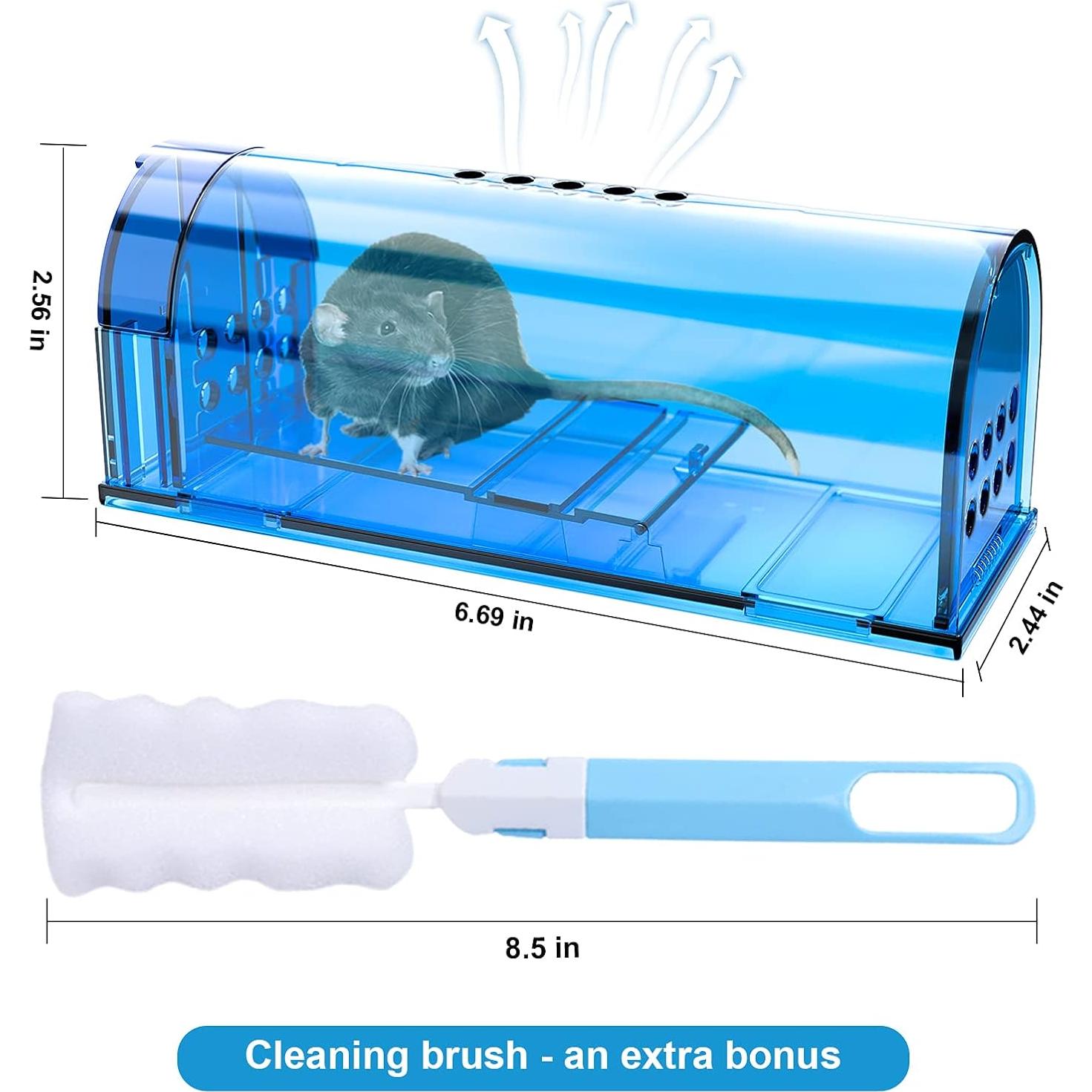 Trampa Humana para Ratones Wanqueen 4 Pcs Reutilizable Azul