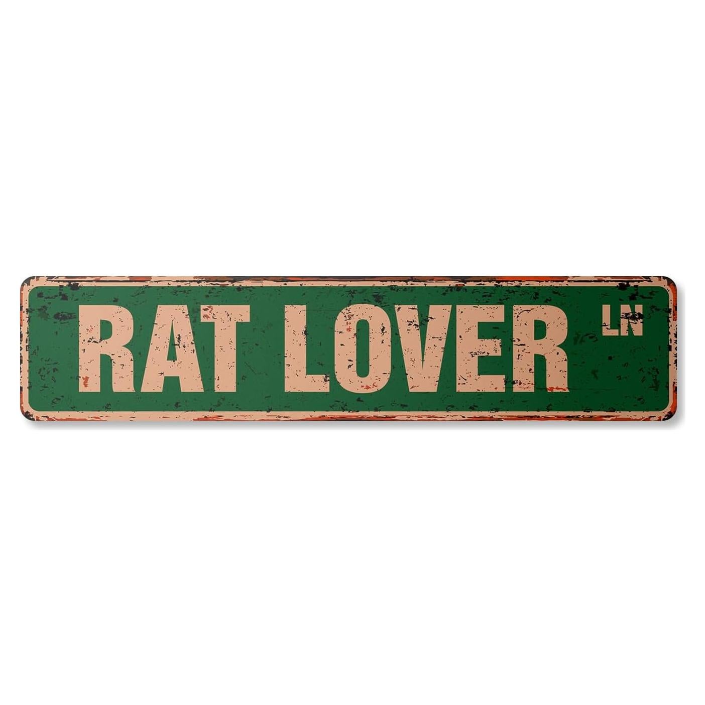 Señal Vintage de Plástico SignMission Amante de Ratas 10x46 cm