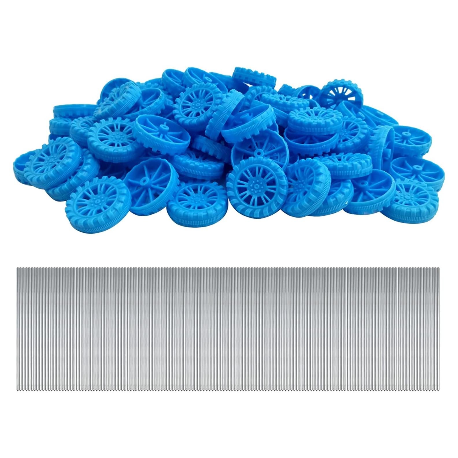 EUDAX 300 Ruedas de Plástico 30mm y 150 Ejes STEM 2mm