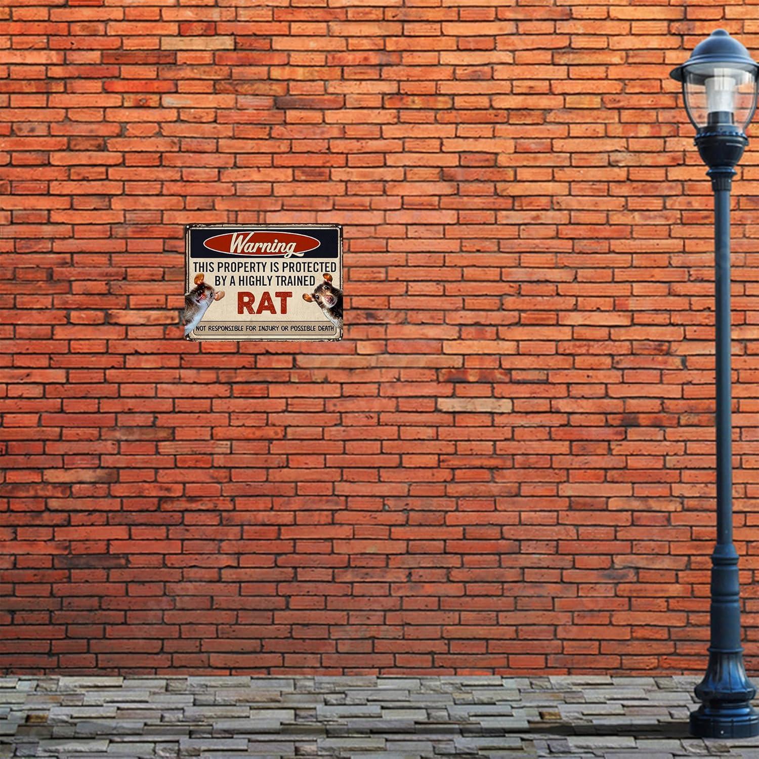 Cartel de Propiedad Protegida por Ratas TaLuky 28x23 cm Aluminio