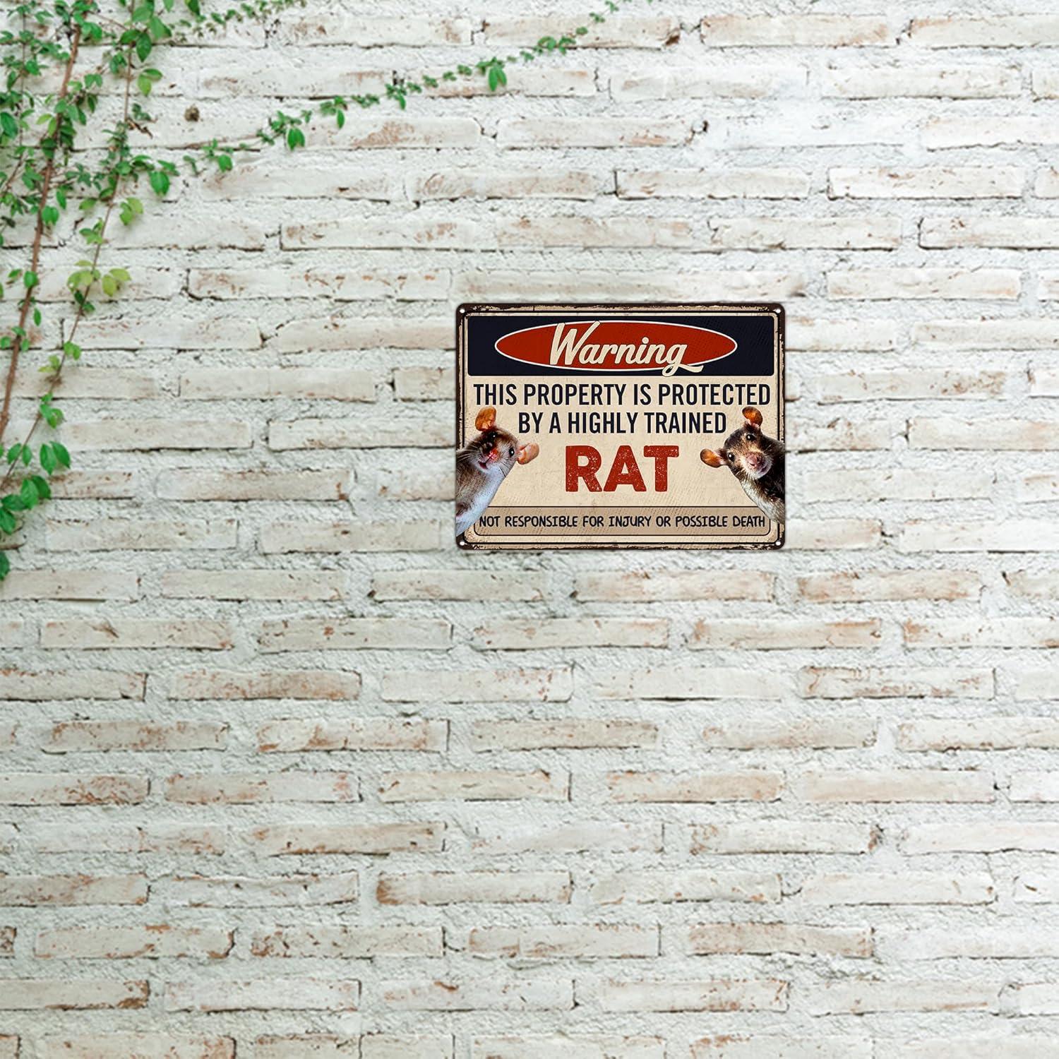 Cartel de Propiedad Protegida por Ratas TaLuky 28x23 cm Aluminio