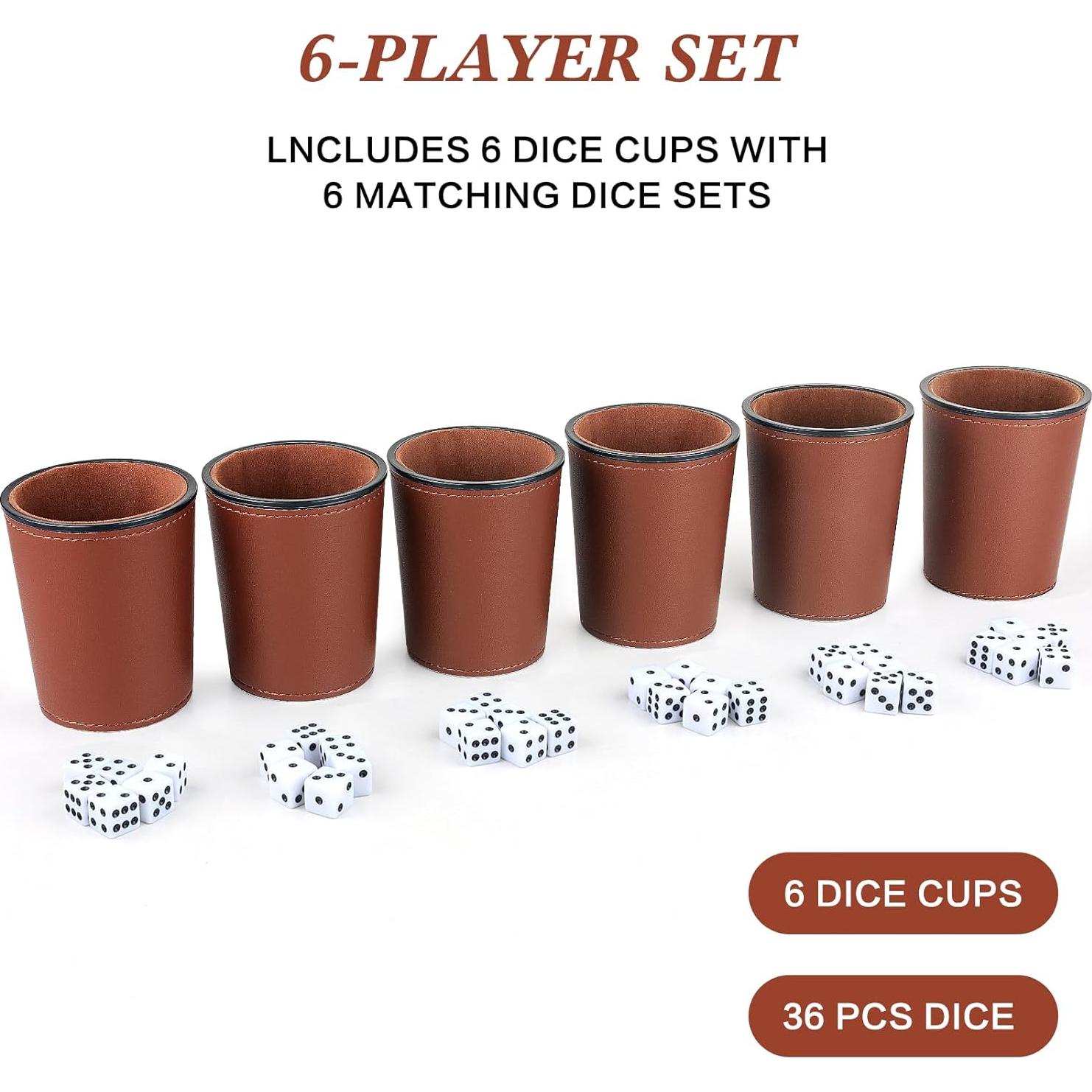 Juego de Tazas para Dados RERIVER 6 Tazas Marrón Oscuro