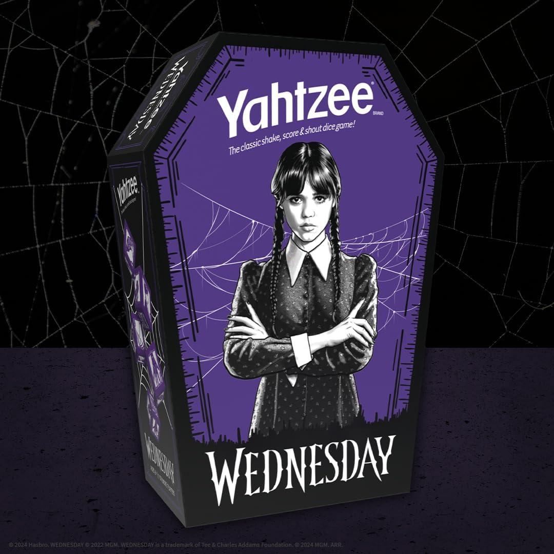 Juego de Dados Yahtzee Miércoles Addams - Taza Ataúd Coleccionista