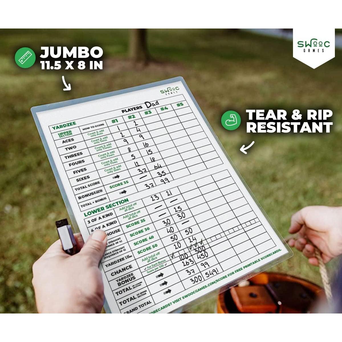 Tarjetas de Puntuación Laminadas SWOOC - 5 Paquete para Yardzee y Farkle