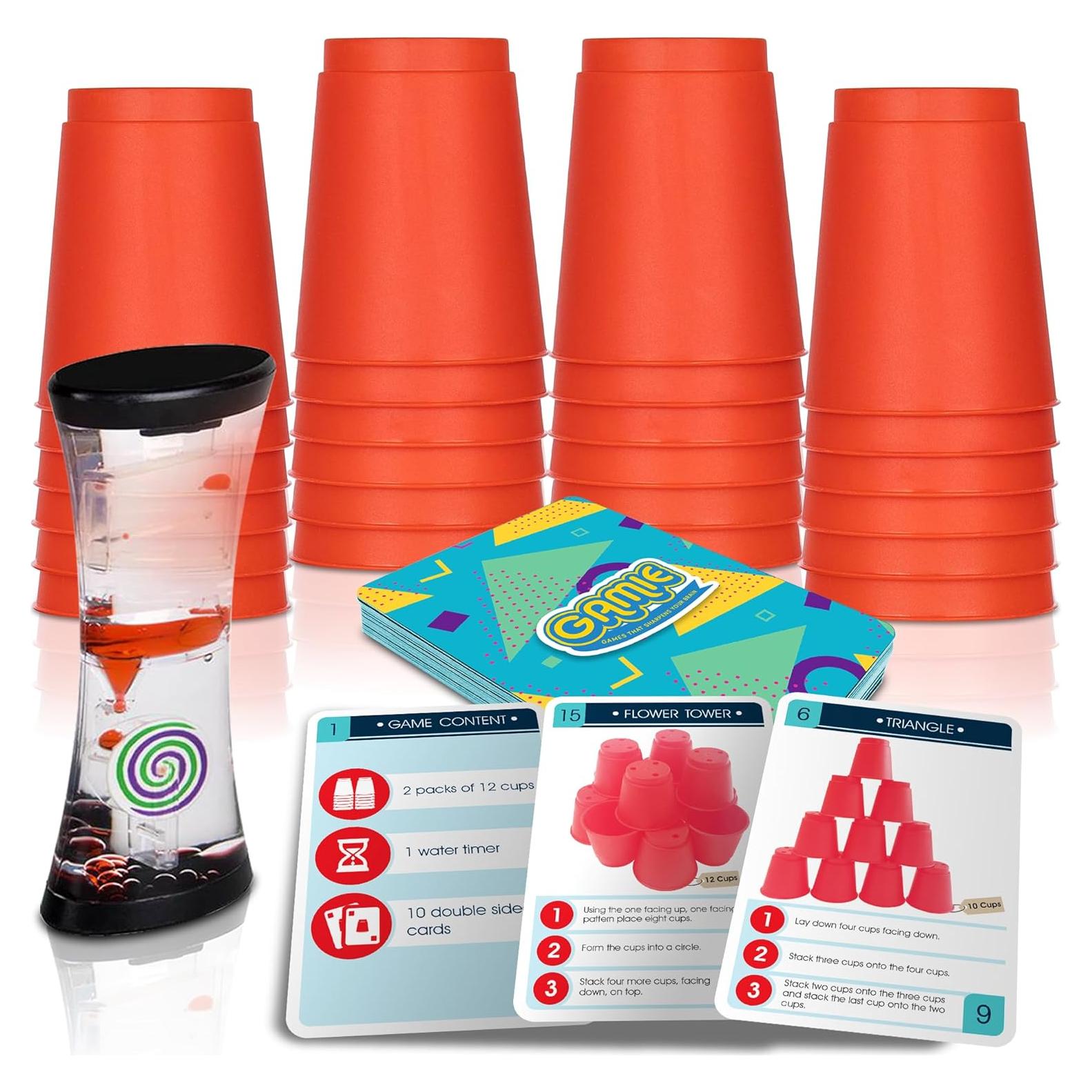 Juego de Copas Apilables Gamie - 24 Copas y 18 Tarjetas