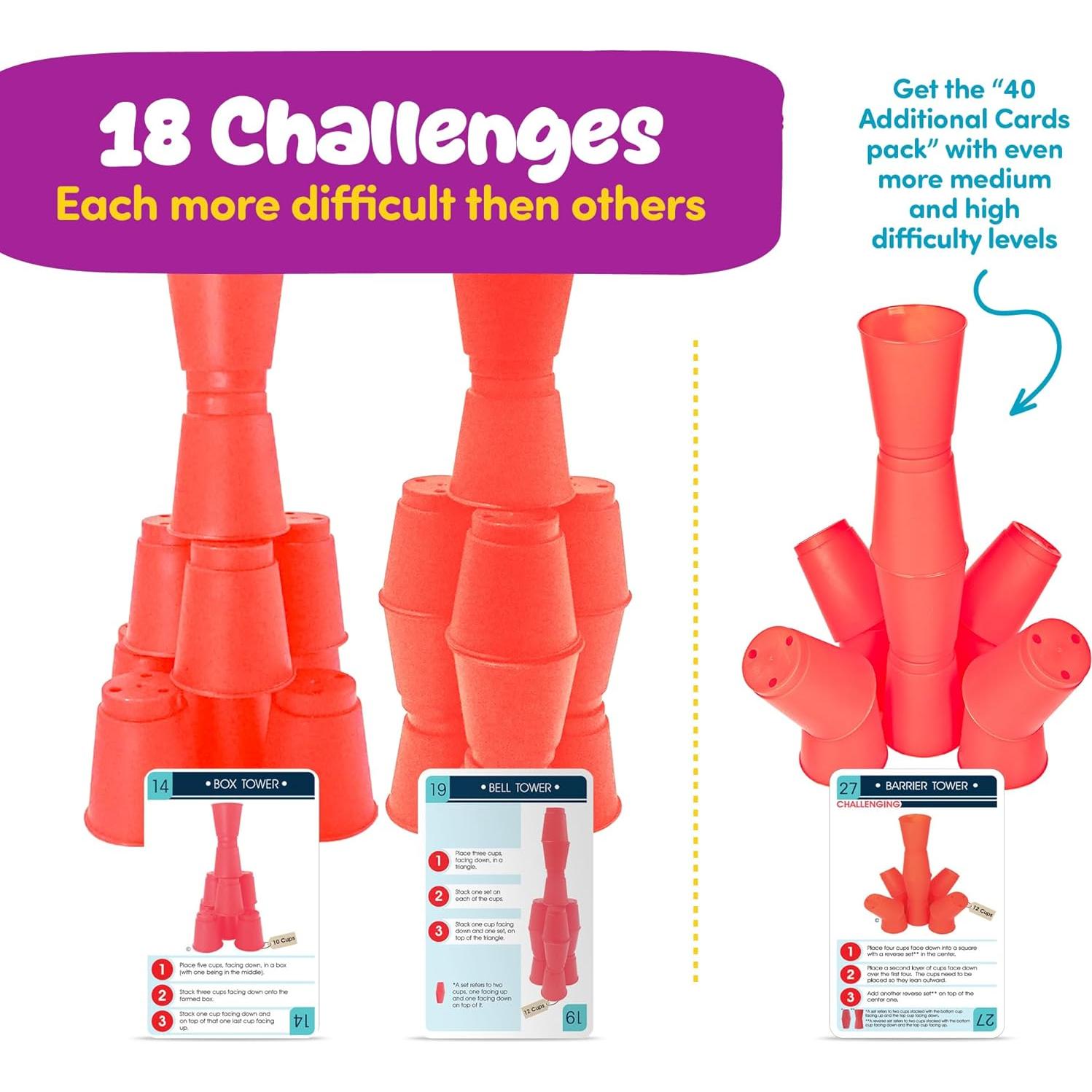 Juego de Copas Apilables Gamie - 24 Copas y 18 Tarjetas
