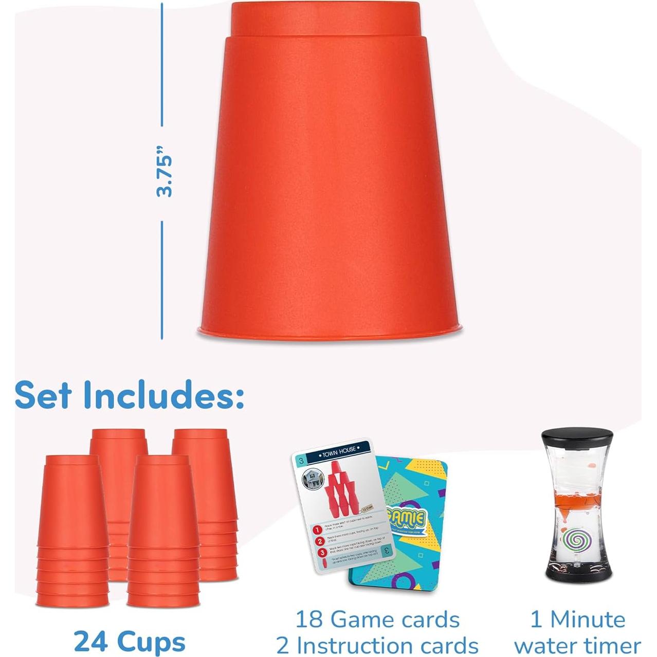 Juego de Copas Apilables Gamie - 24 Copas y 18 Tarjetas