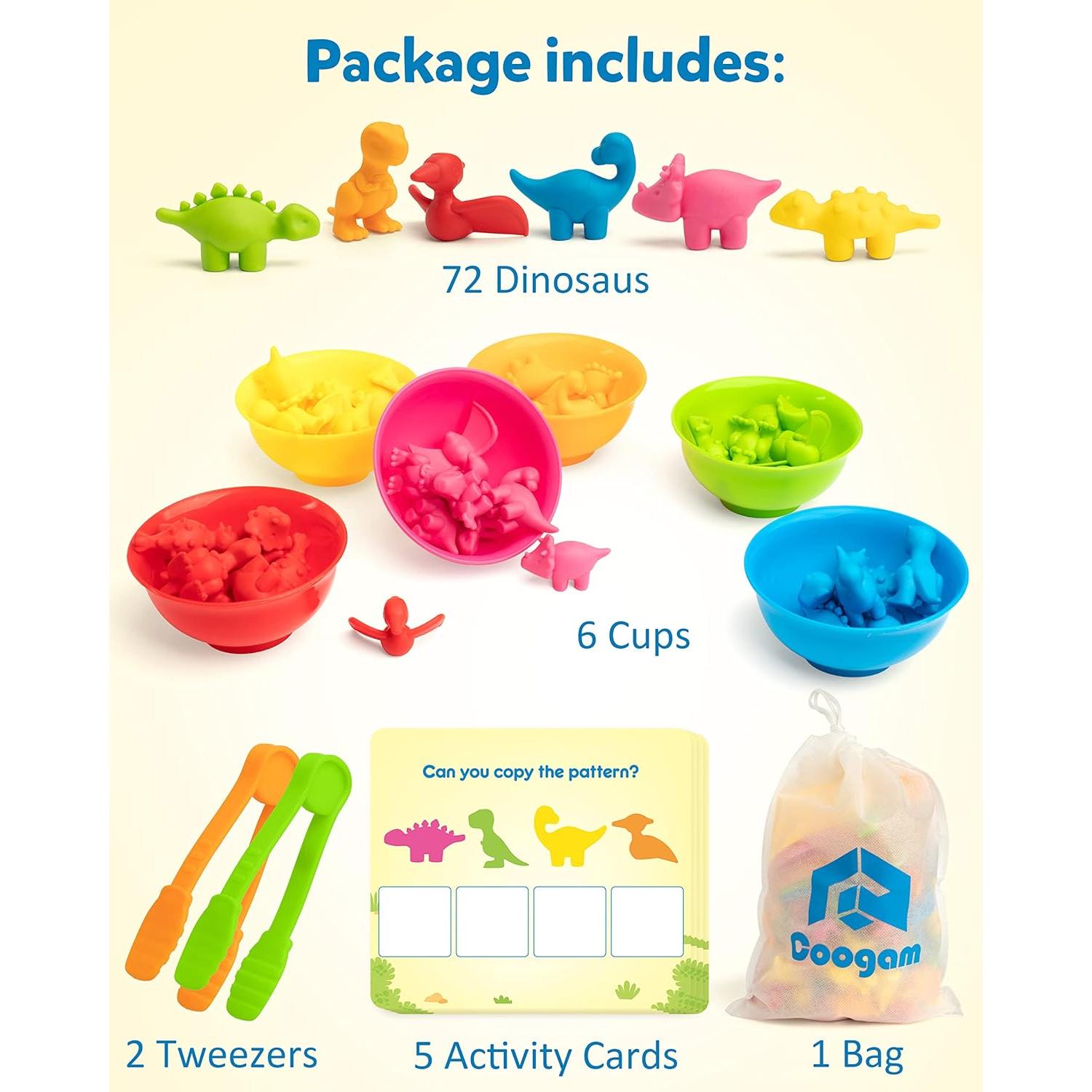 Juego de Clasificación de Dinosaurios Coogam - Juguete Educativo Montessori