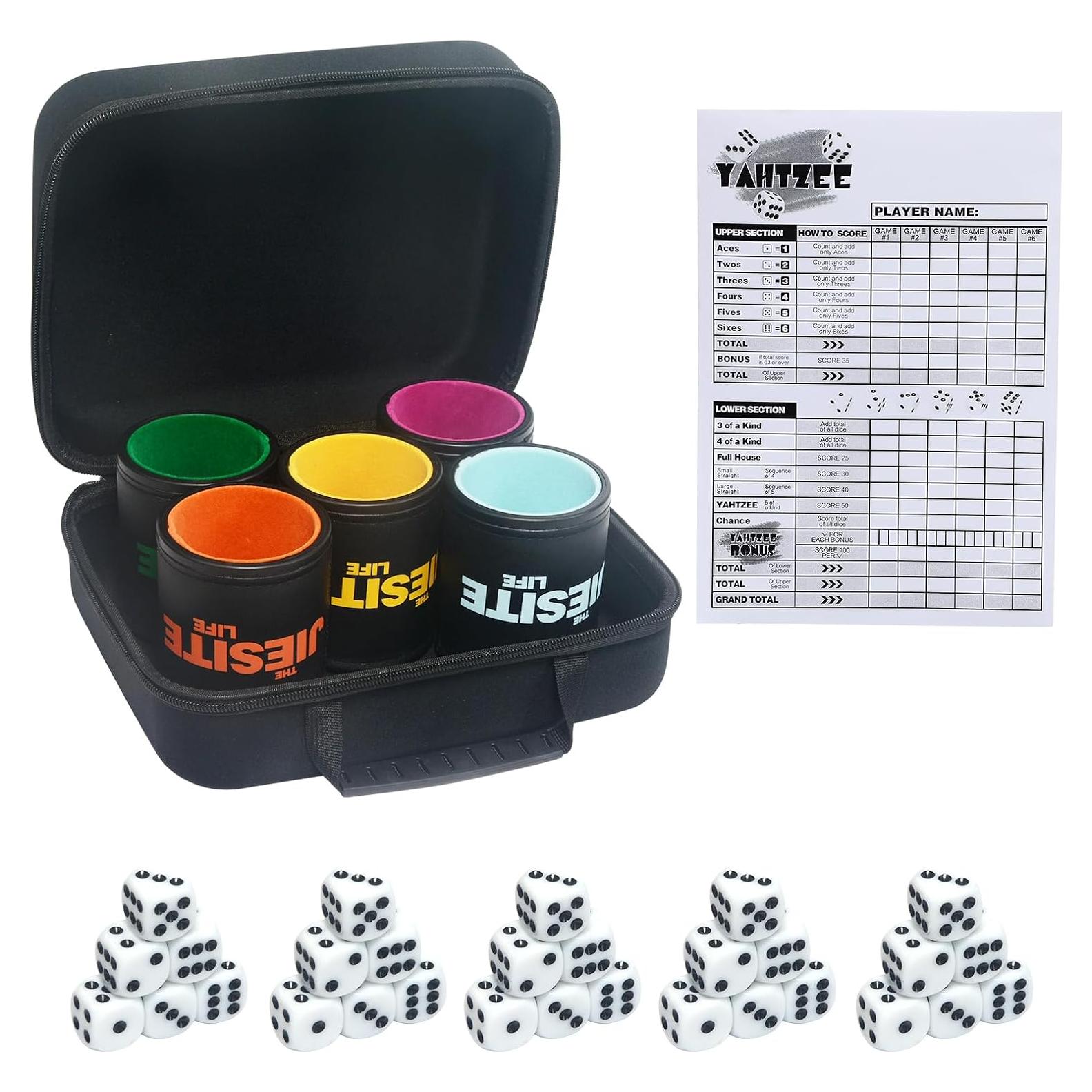 Juego de Taza de Dados JIESITE con 5 Dados y Estuche