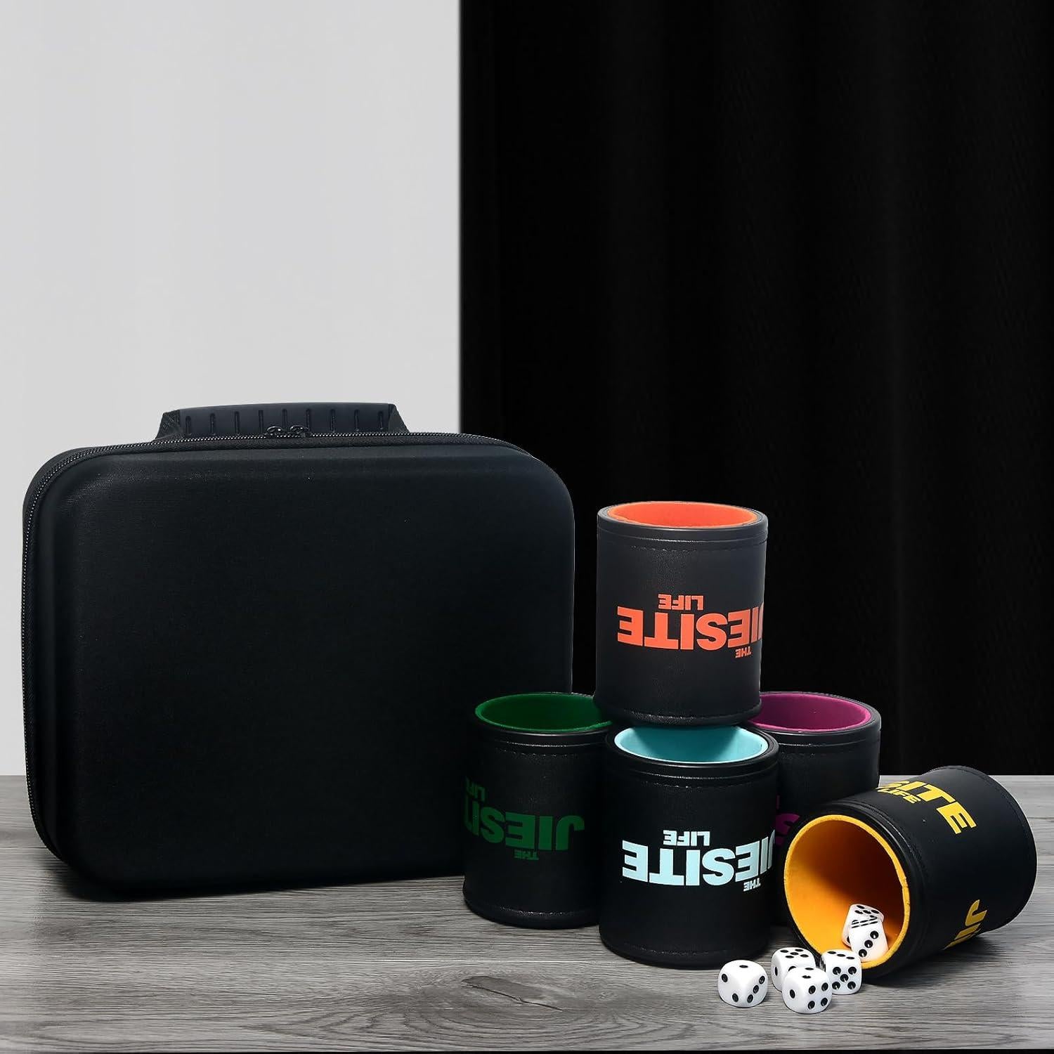 Juego de Taza de Dados JIESITE con 5 Dados y Estuche