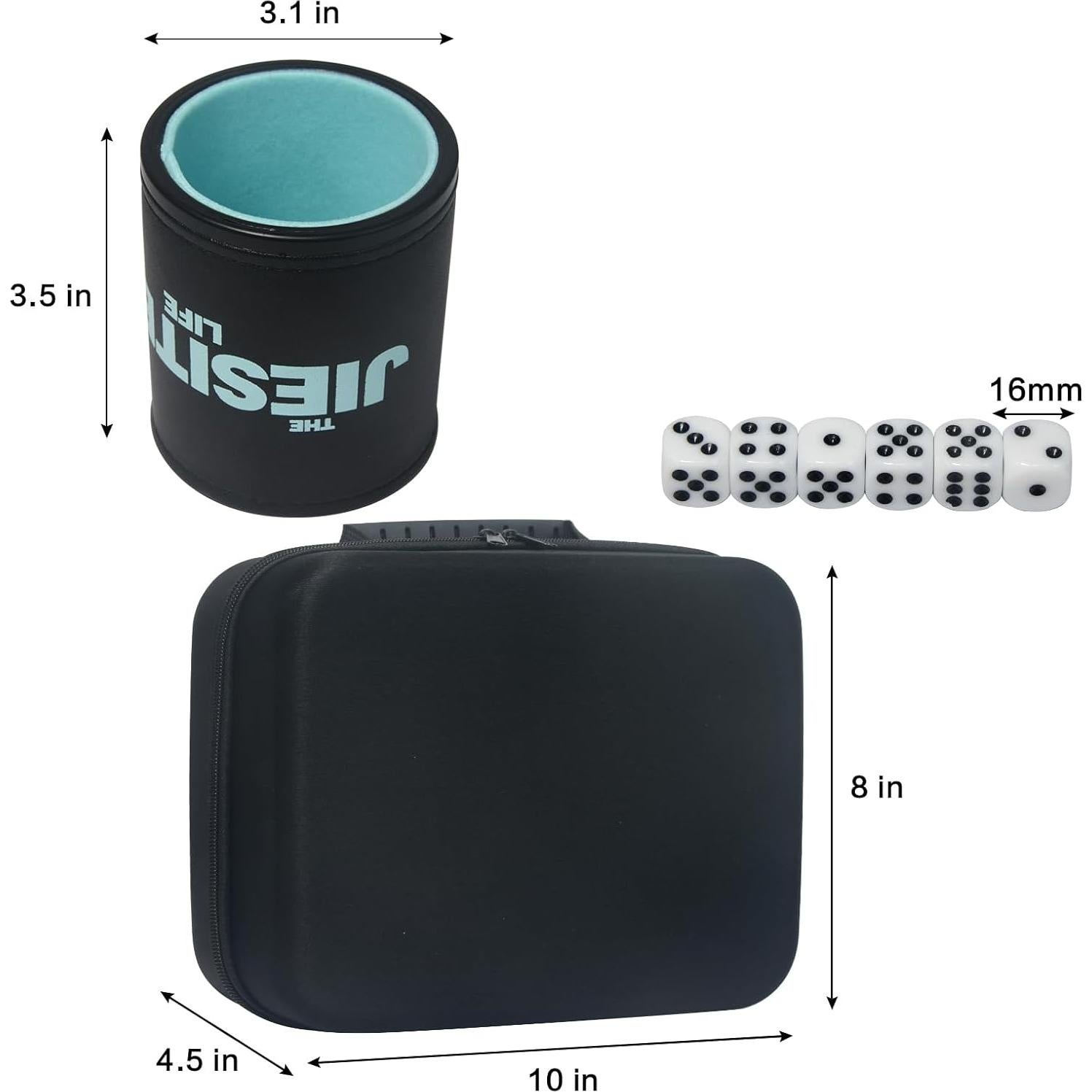 Juego de Taza de Dados JIESITE con 5 Dados y Estuche