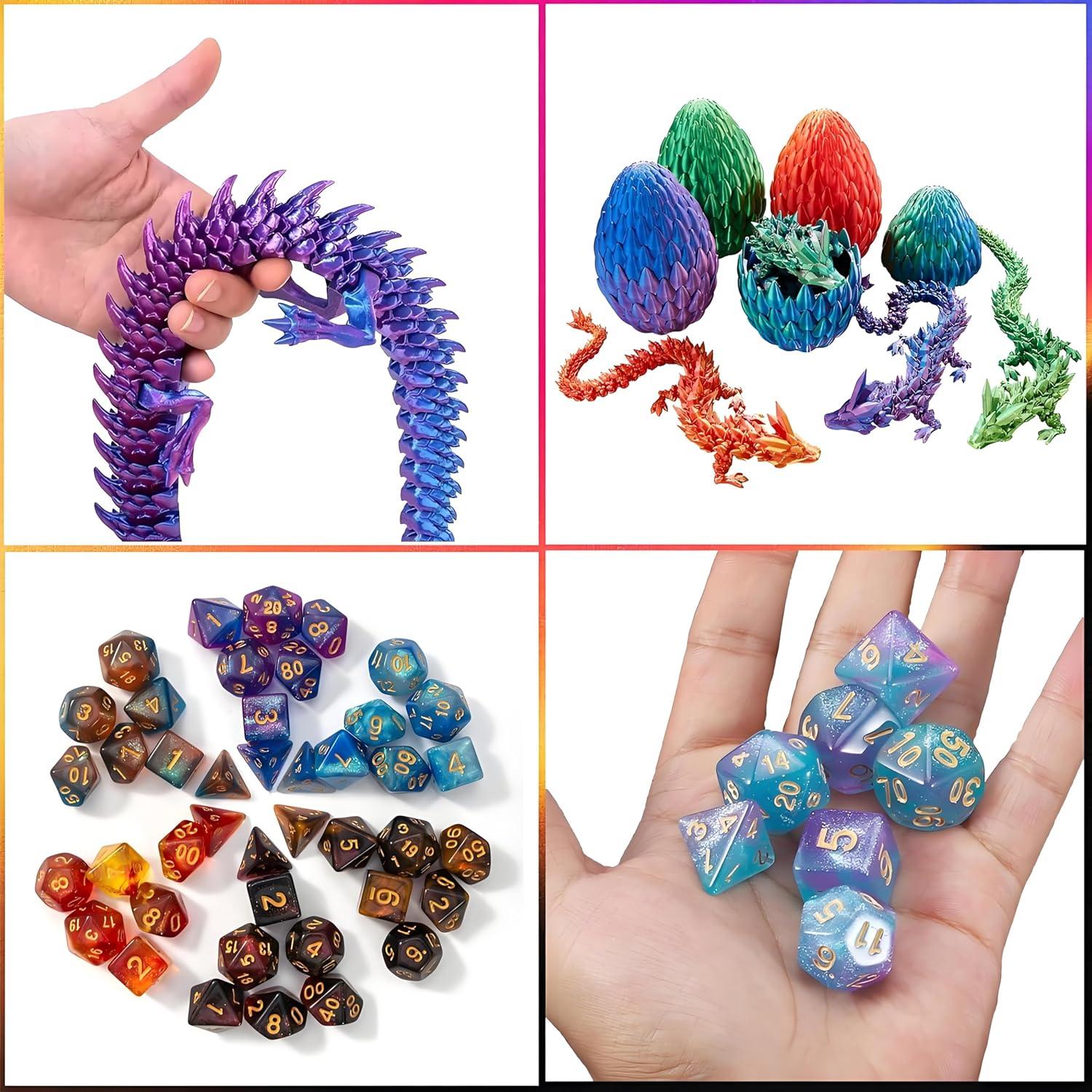 Juego de Dados Poliedricos Viyohoh 7pcs Huevo de Dragón 3D