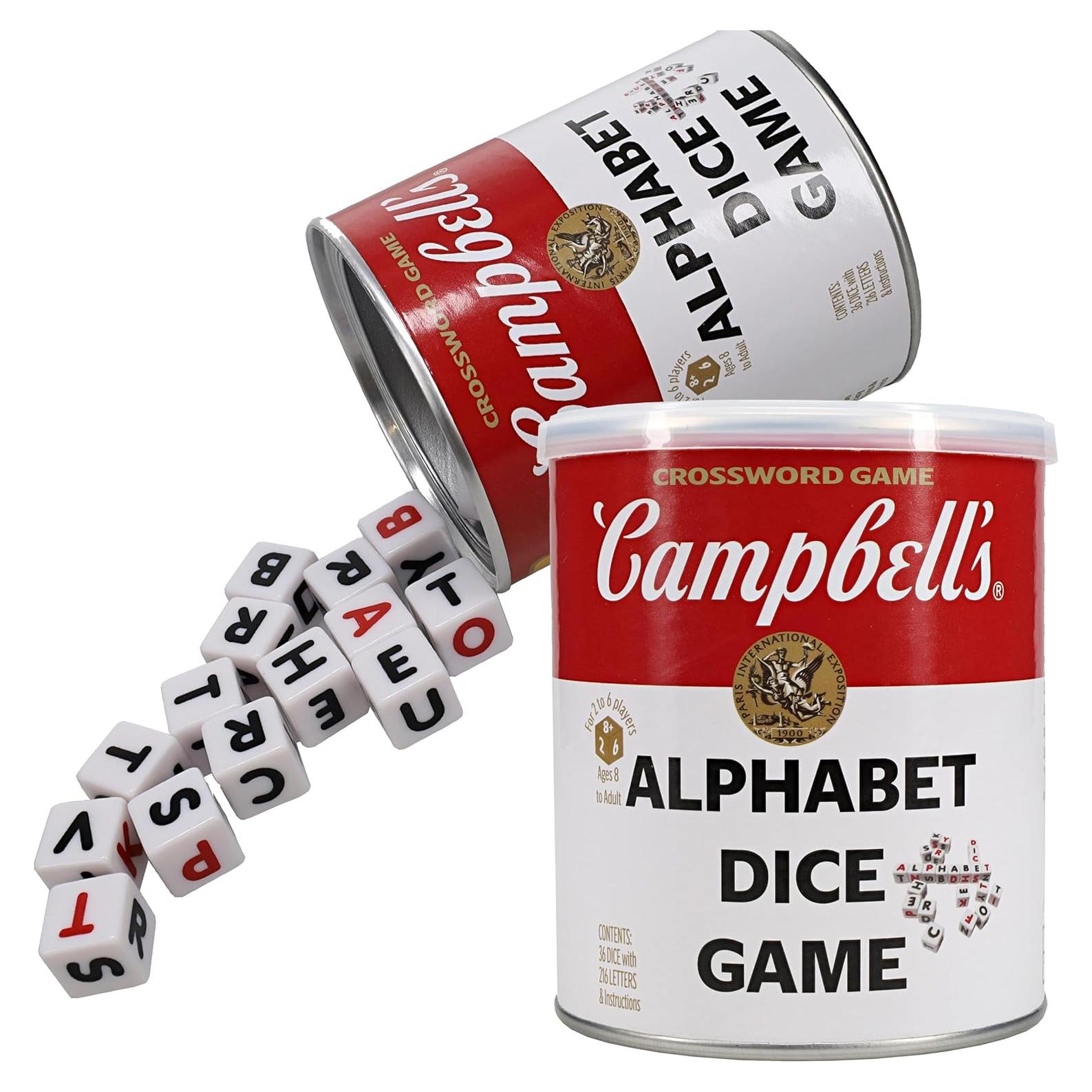 Juego de Dados del Alfabeto TDC en Lata de Sopa - 2-6 Jugadores