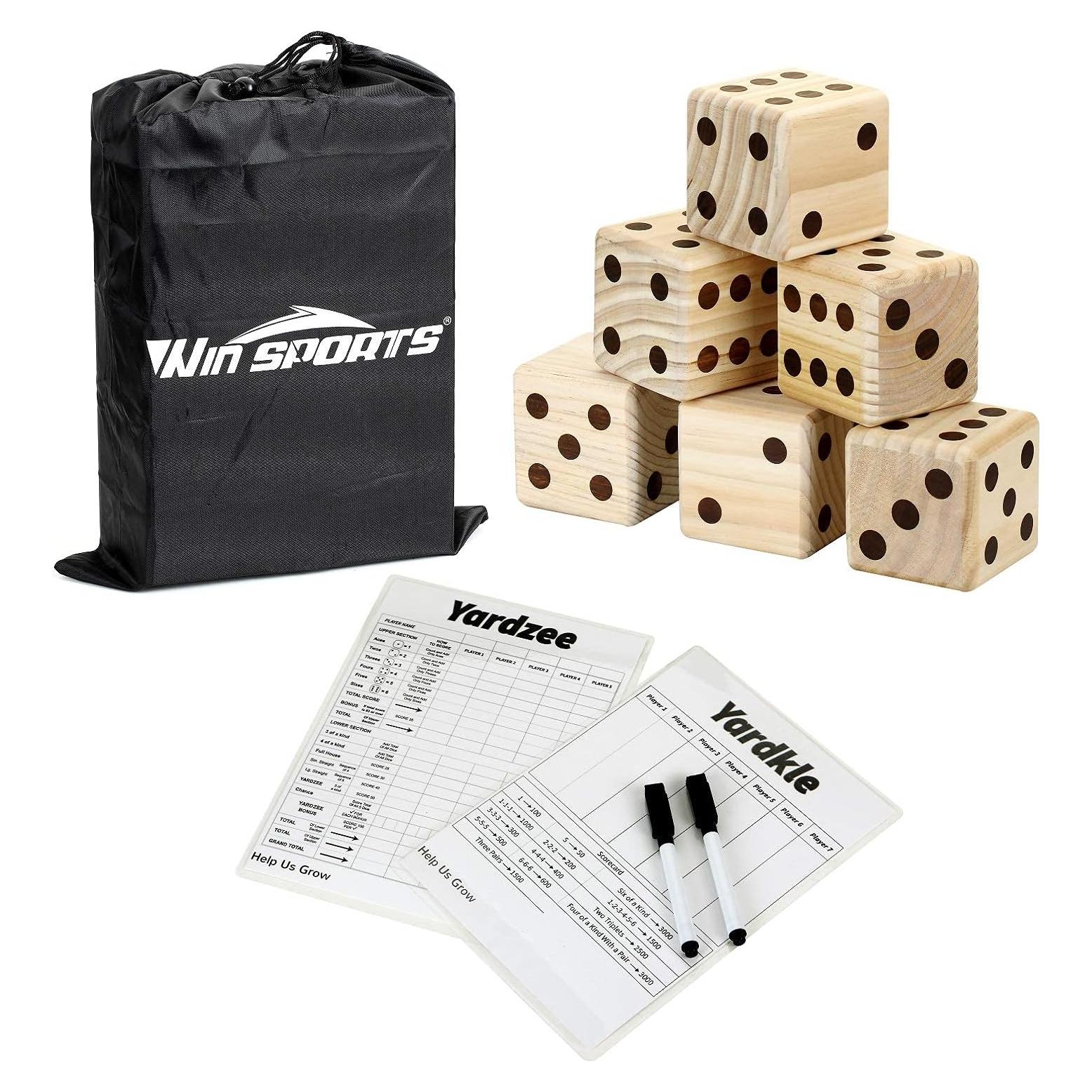 Juego de Dados Gigante de Madera Win SPORTS 8.9 cm para Jardín