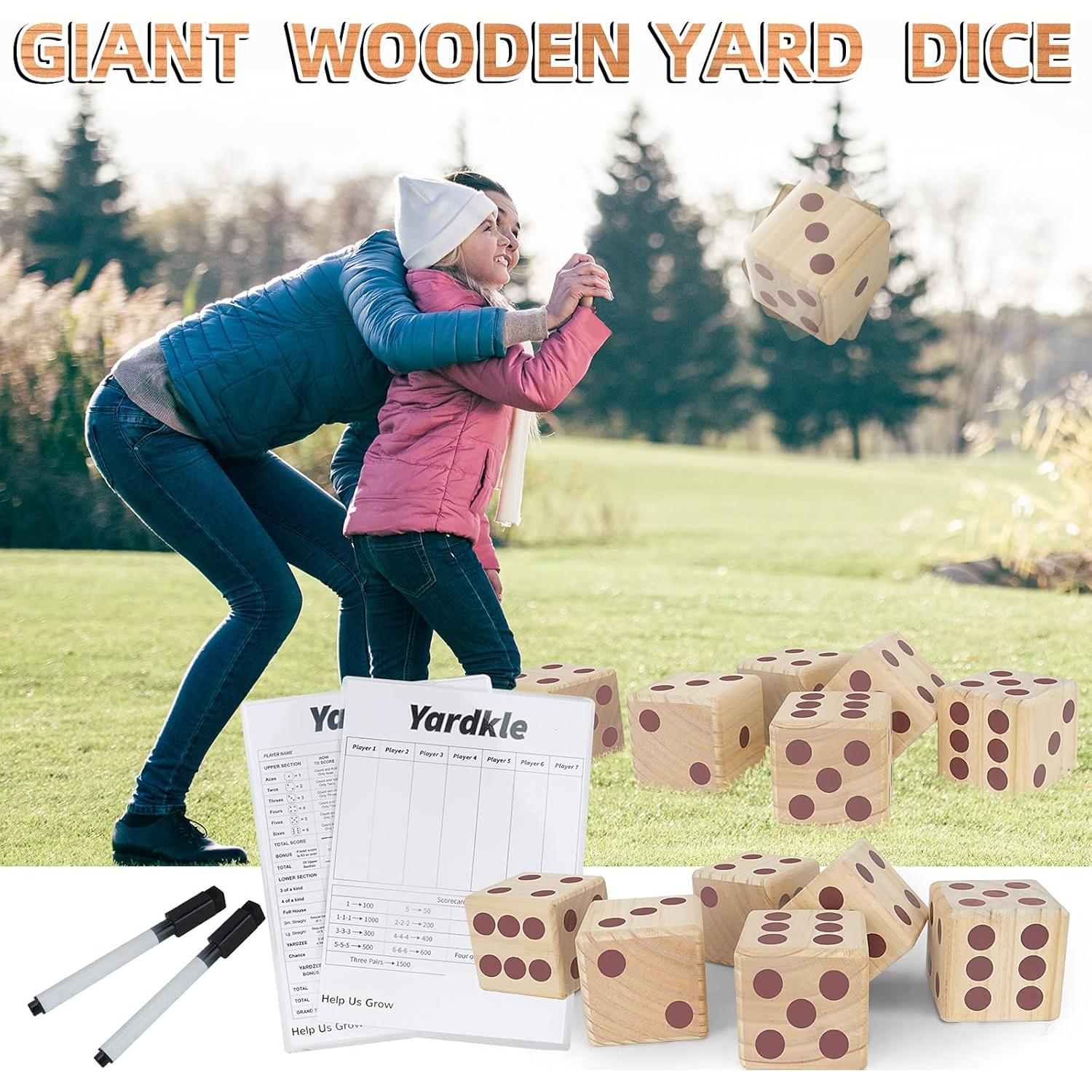 Juego de Dados Gigante de Madera Win SPORTS 8.9 cm para Jardín