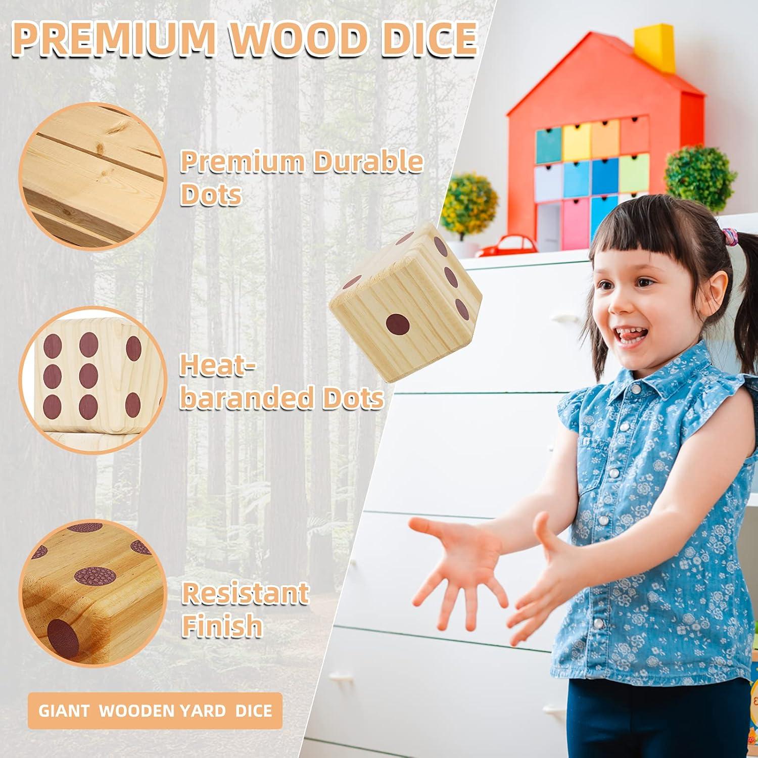 Juego de Dados Gigante de Madera Win SPORTS 8.9 cm para Jardín