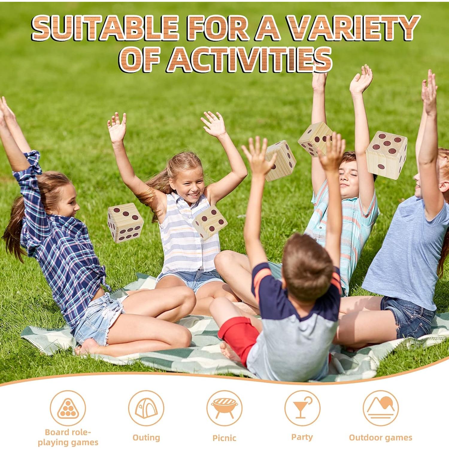 Juego de Dados Gigante de Madera Win SPORTS 8.9 cm para Jardín