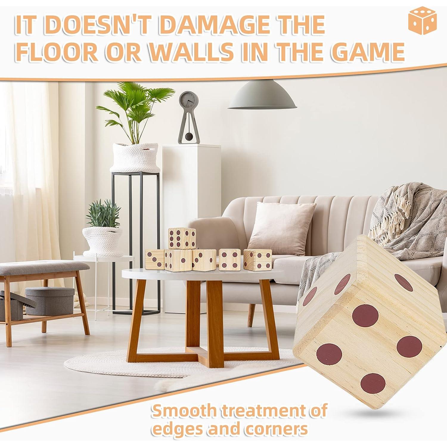 Juego de Dados Gigante de Madera Win SPORTS 8.9 cm para Jardín