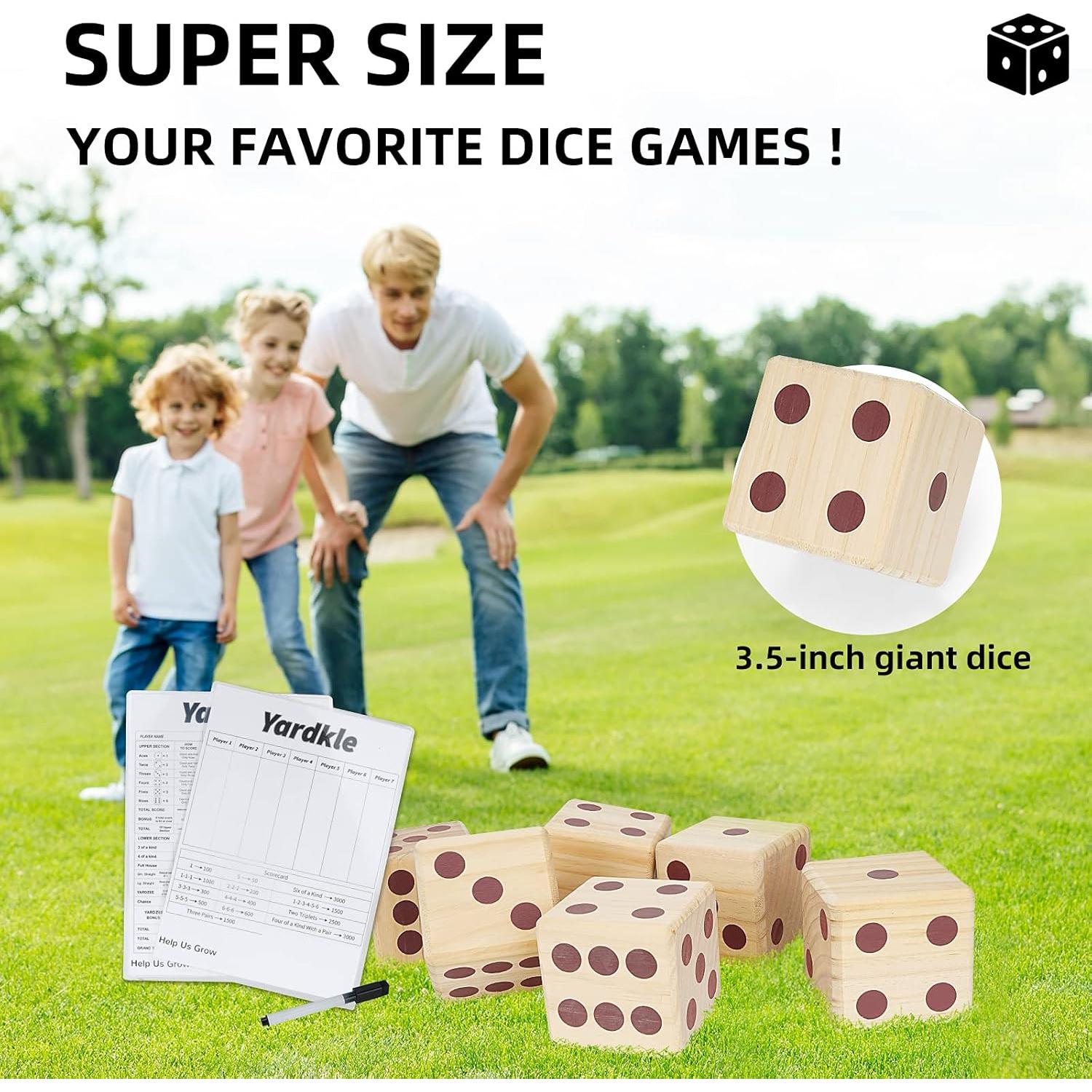 Juego de Dados Gigante de Madera Win SPORTS 8.9 cm para Jardín