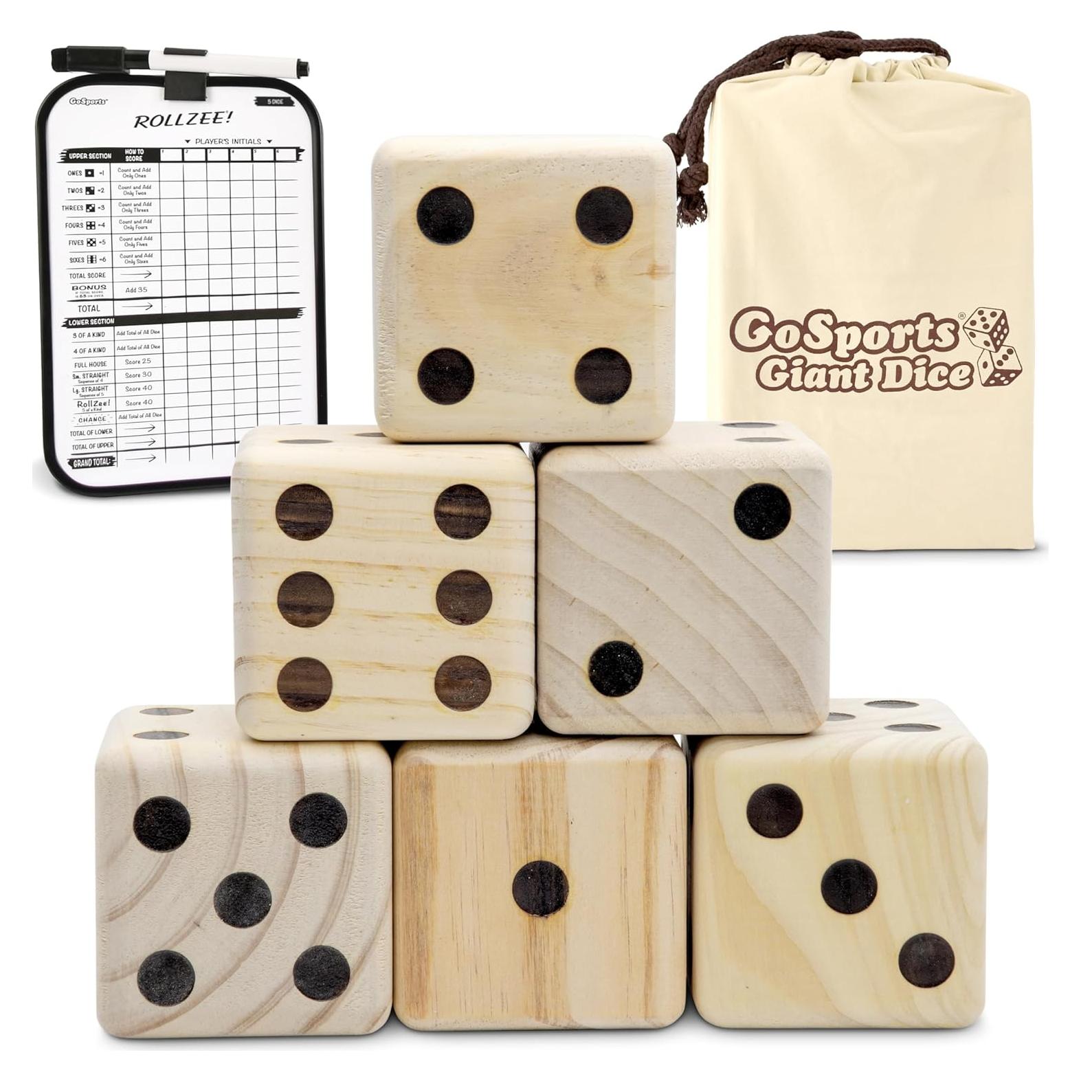 Juego de Dados de Madera Gigante GoSports 6 Dados 8.89 cm
