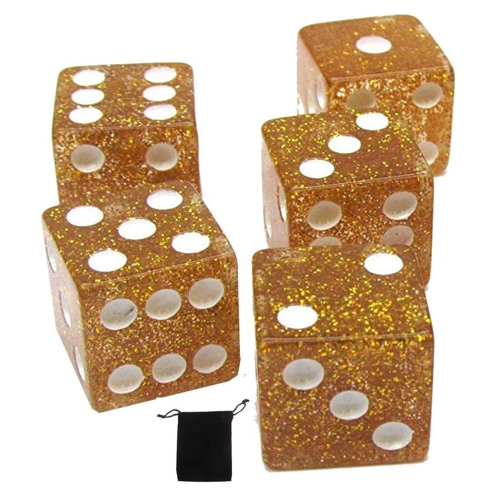 Juego de 5 Dados Transparentes 16mm Cyber-Deals con Bolsa