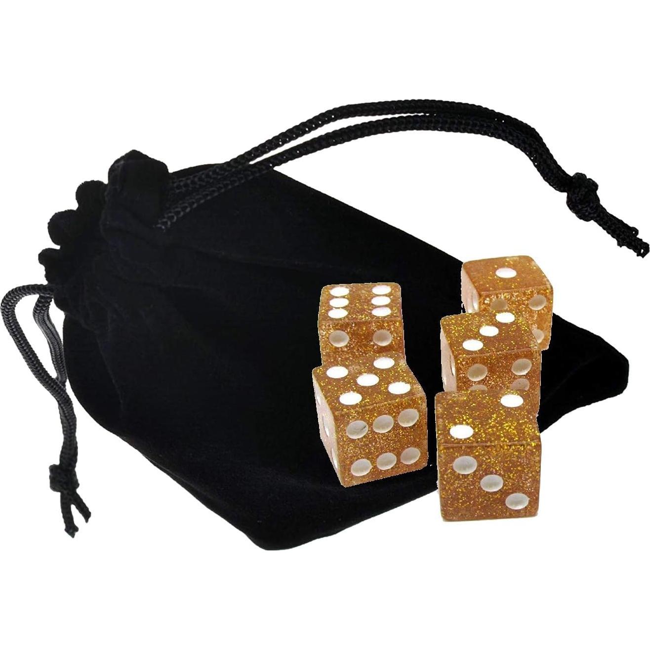 Juego de 5 Dados Transparentes 16mm Cyber-Deals con Bolsa