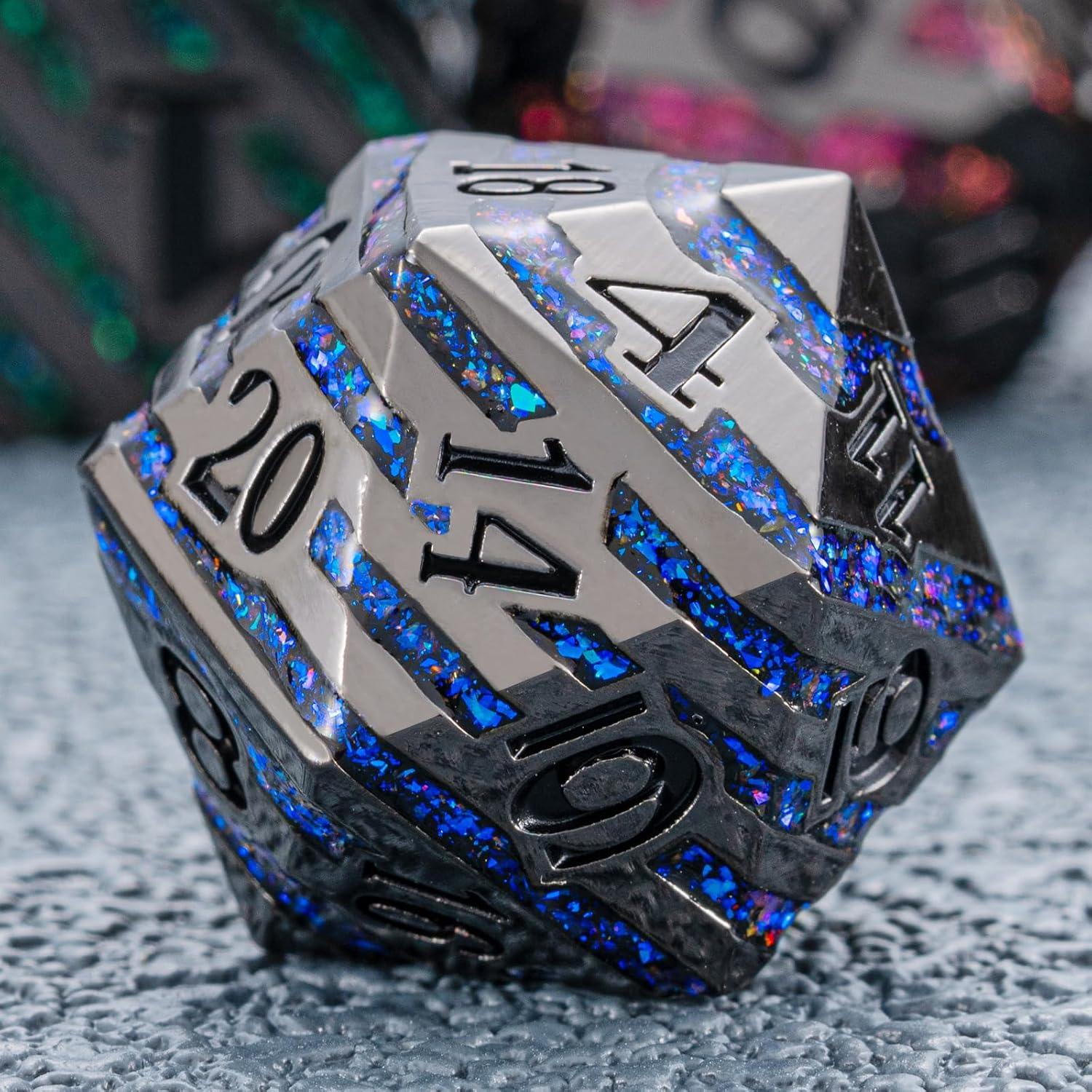 Set de 7 Dados Poliedricos Metálicos D&D Maywin - Niquel Negro