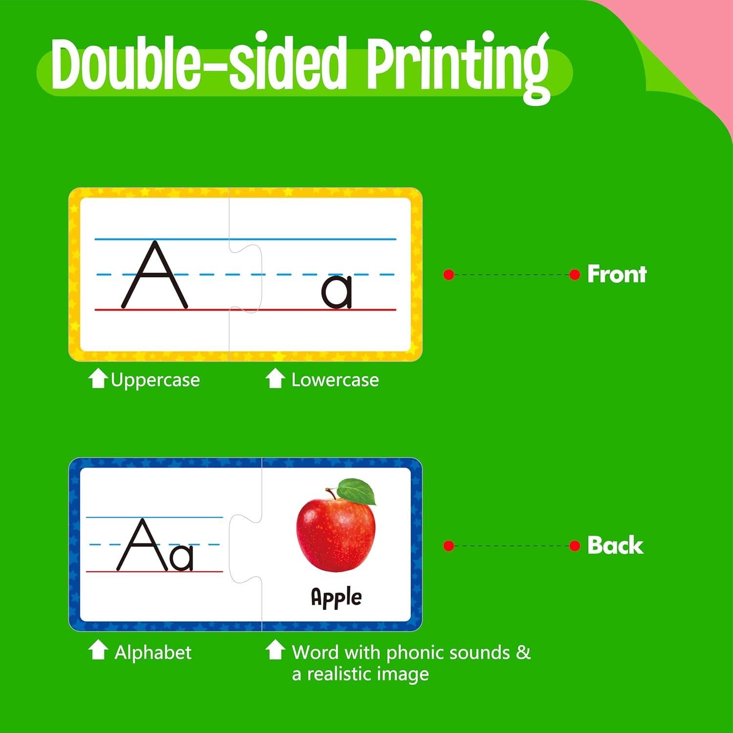 Tarjetas de Rompecabezas del Alfabeto SpriteGru 26 PCS Doble Cara