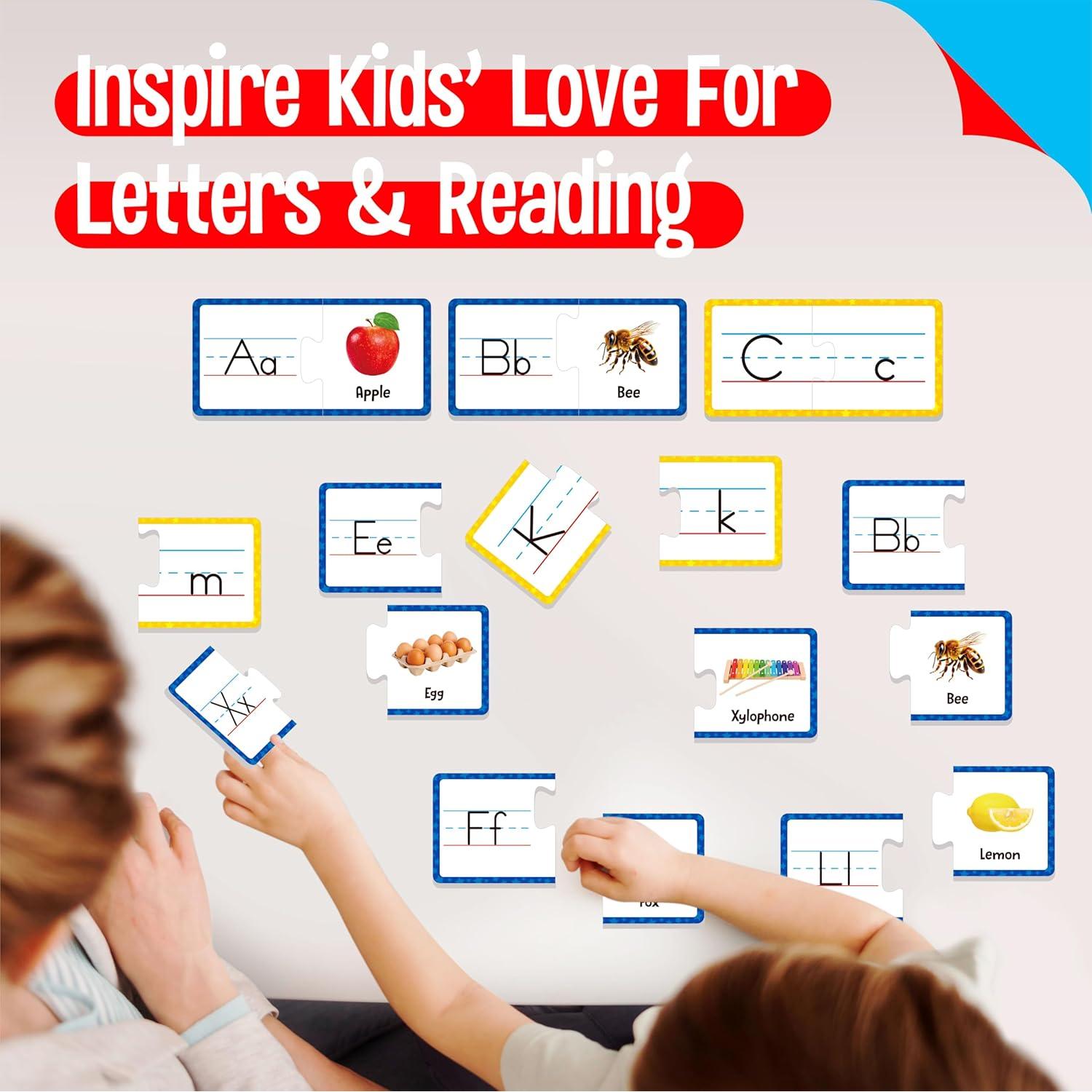 Tarjetas de Rompecabezas del Alfabeto SpriteGru 26 PCS Doble Cara