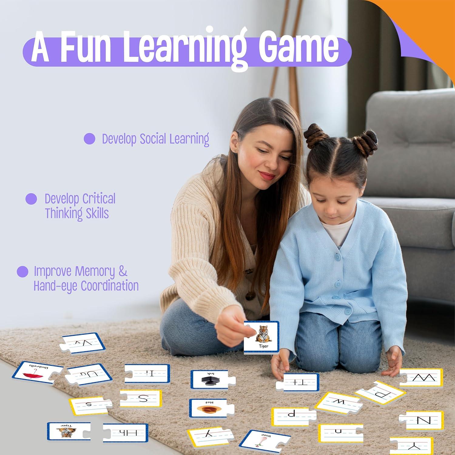 Tarjetas de Rompecabezas del Alfabeto SpriteGru 26 PCS Doble Cara