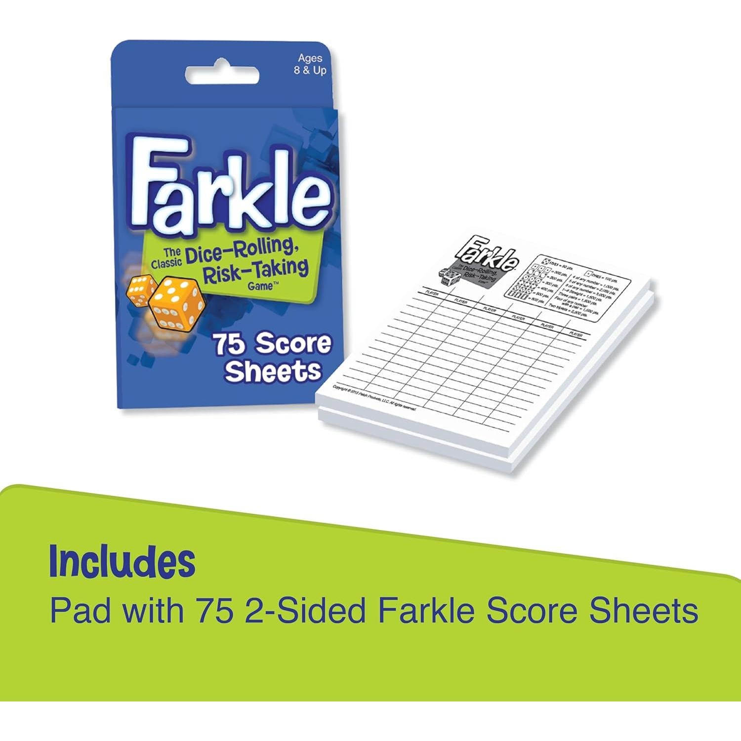 Hojas de Puntuación Farkle Patch Products - 75 Hojas Doble Cara