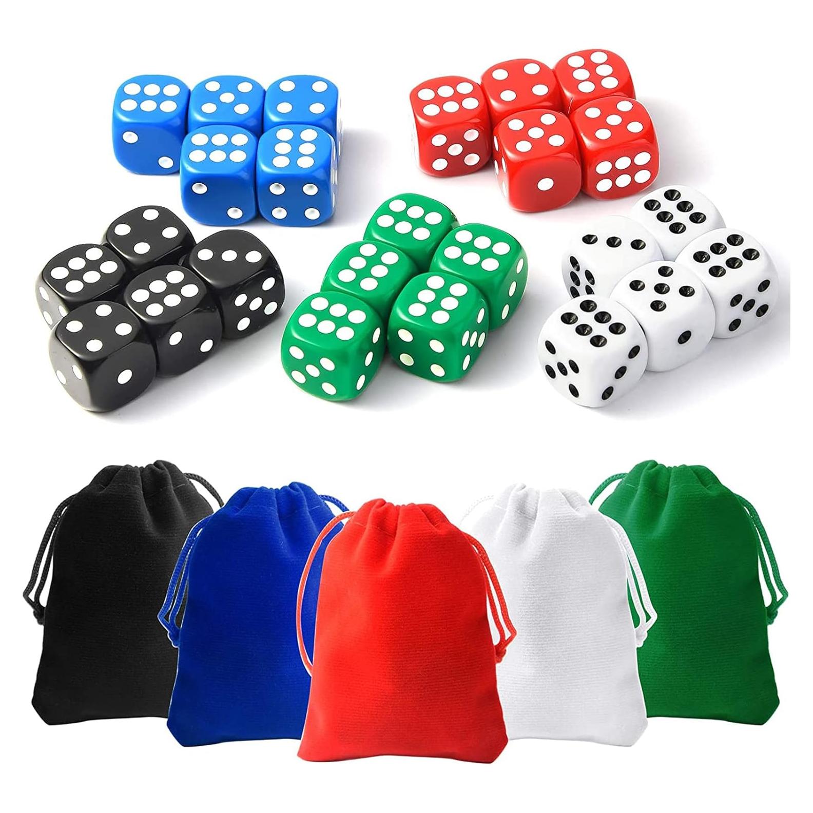 Juego de Dados de 25 Piezas 5 Colores con Bolsas TOSAIHOEA