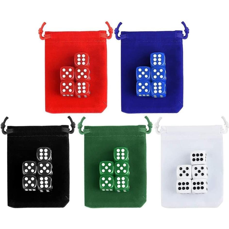 Juego de Dados de 25 Piezas 5 Colores con Bolsas TOSAIHOEA