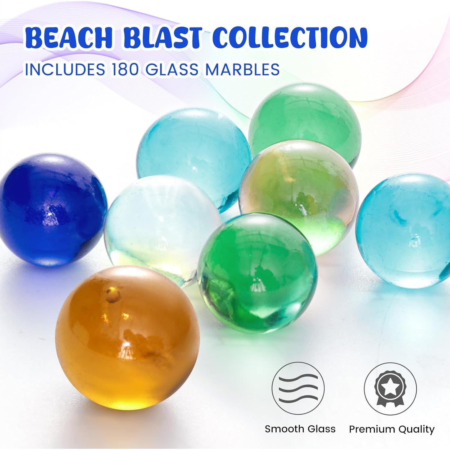Canicas de vidrio 180PCS 3 Nutrias, 7 colores, 1.4 cm