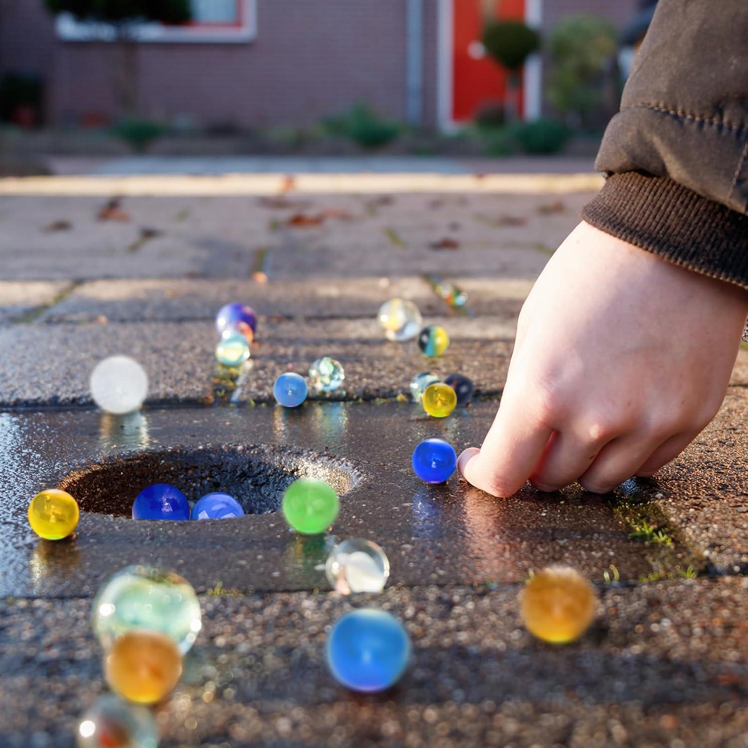 Canicas de vidrio 180PCS 3 Nutrias, 7 colores, 1.4 cm