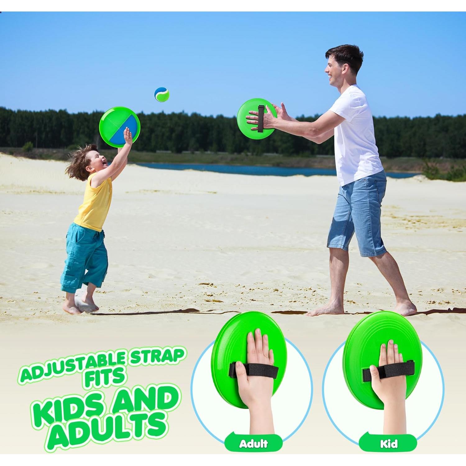 Juego de Lanzar y Atrapar TEILLNET - 4 Palas y Pelotas - Azul