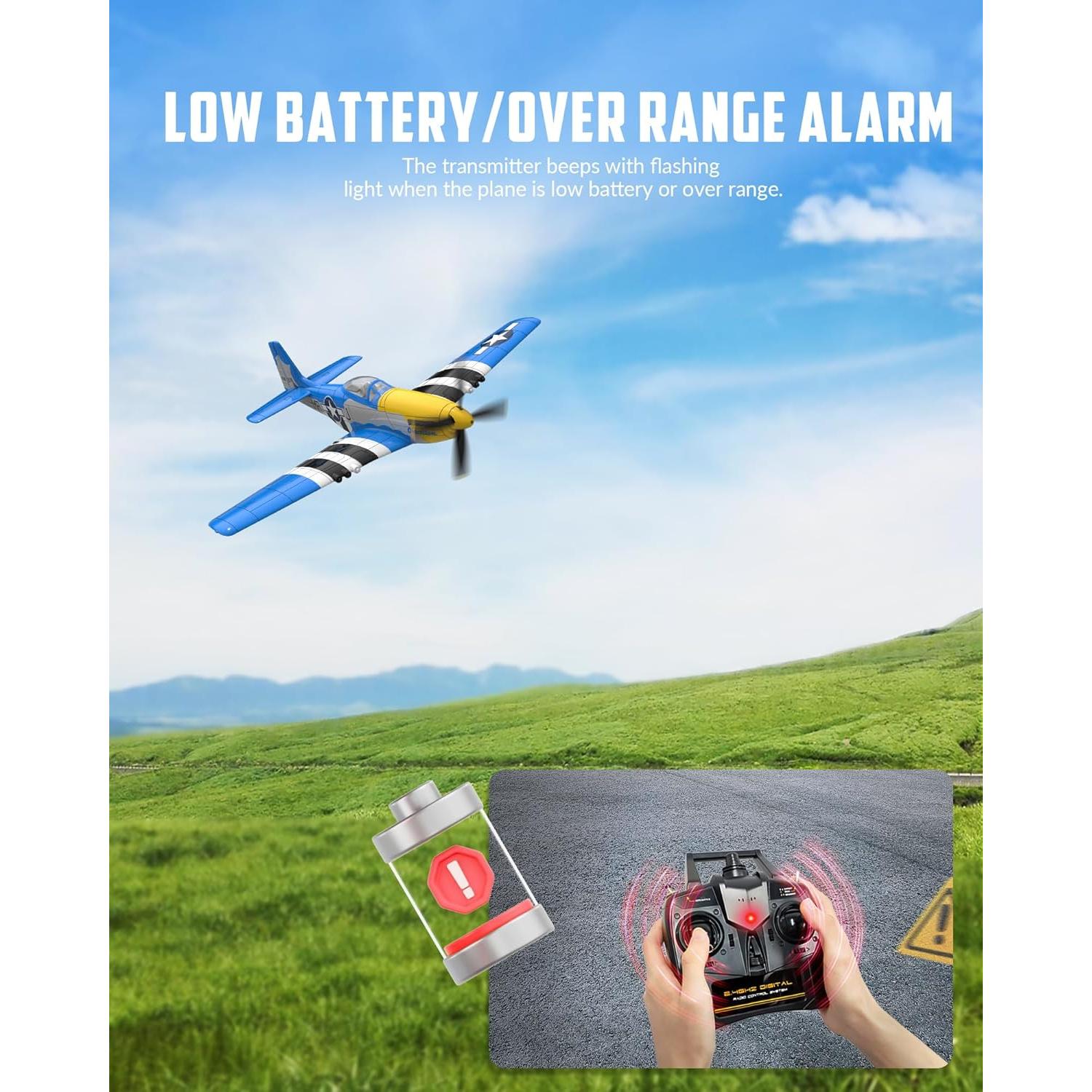 Avión RC Volantex P51D Mustang 4 Canales 0.64kg Azul