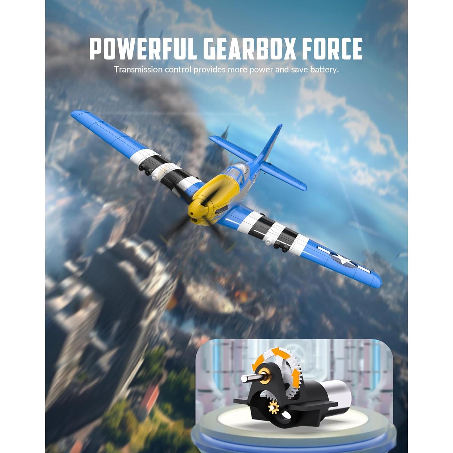 Avión RC Volantex P51D Mustang 4 Canales 0.64kg Azul