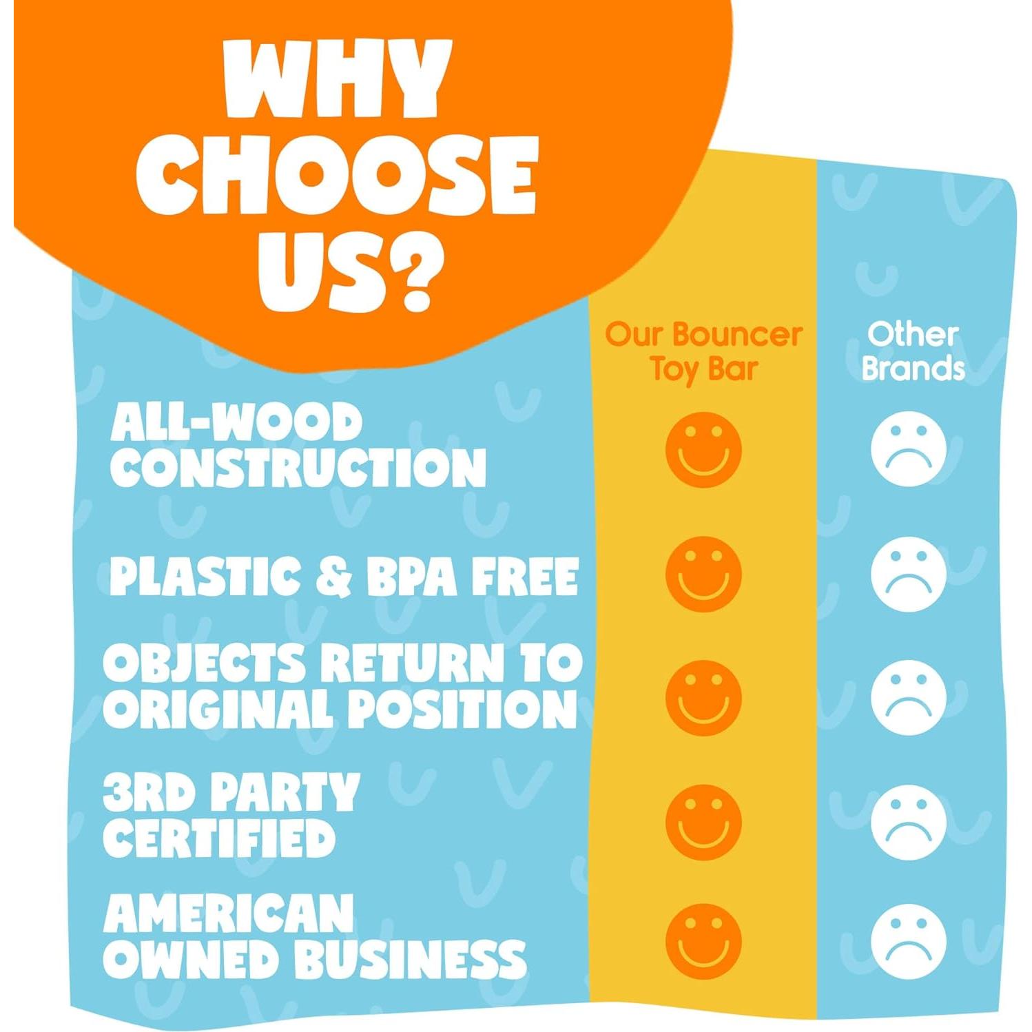 Barra de Juguetes Durabasics para Columpio Baby Bjorn - Madera Colorida